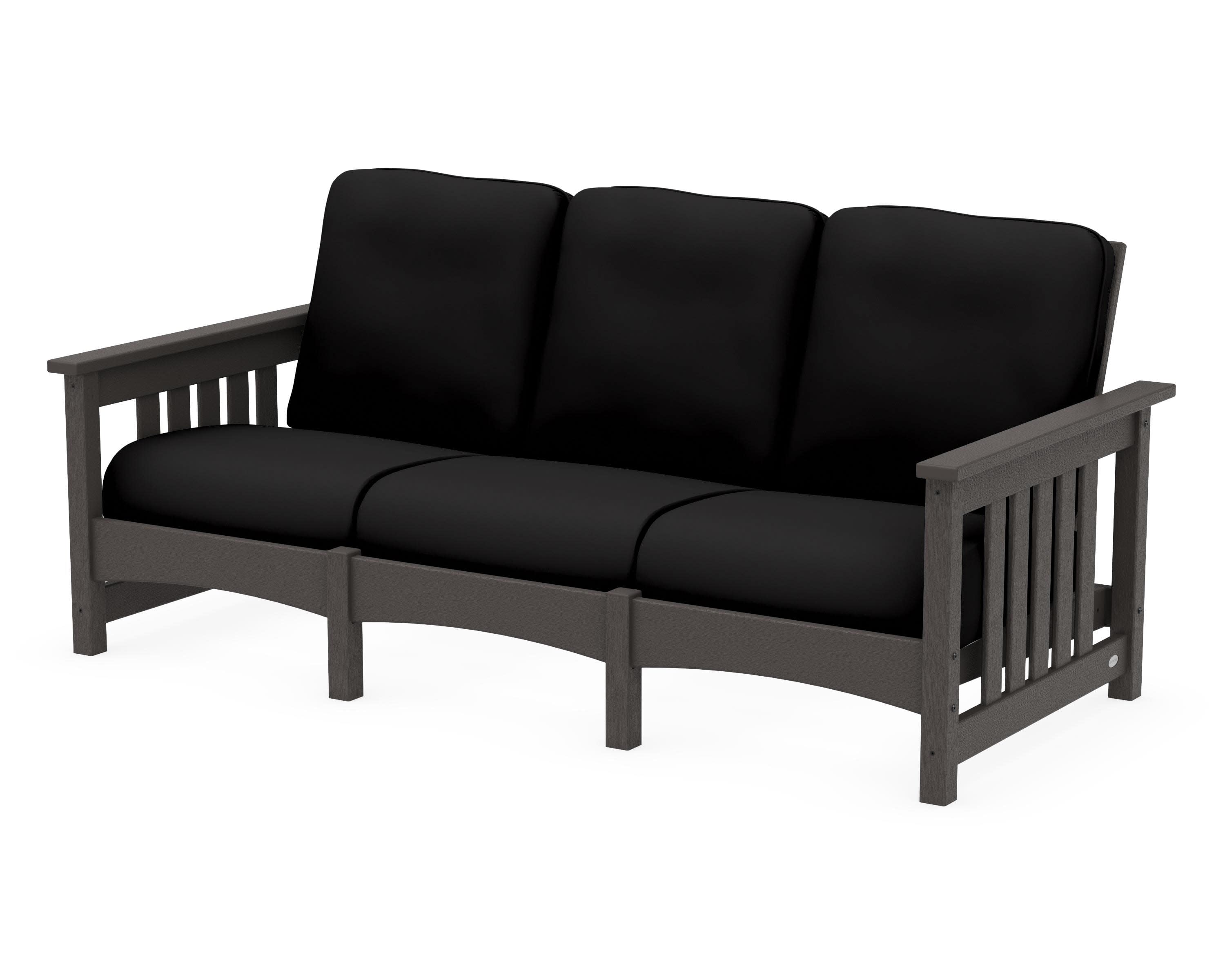 Club Mission Sofa in Vintage Coffee / Canvas Black
