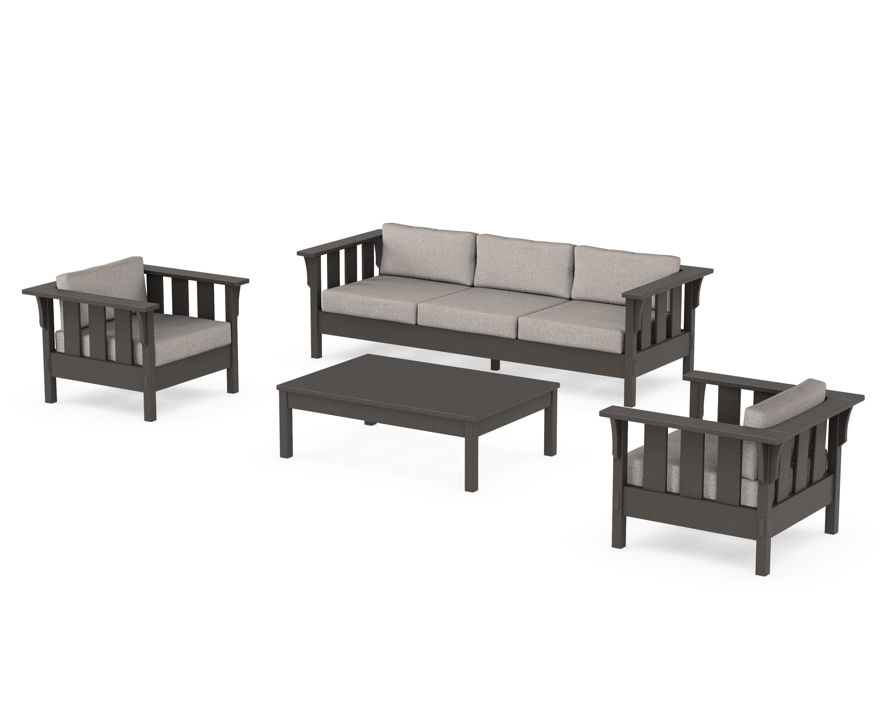 Acadia 4-Piece Deep Seating Set with Sofa in Vintage Coffee / Weathered Tweed