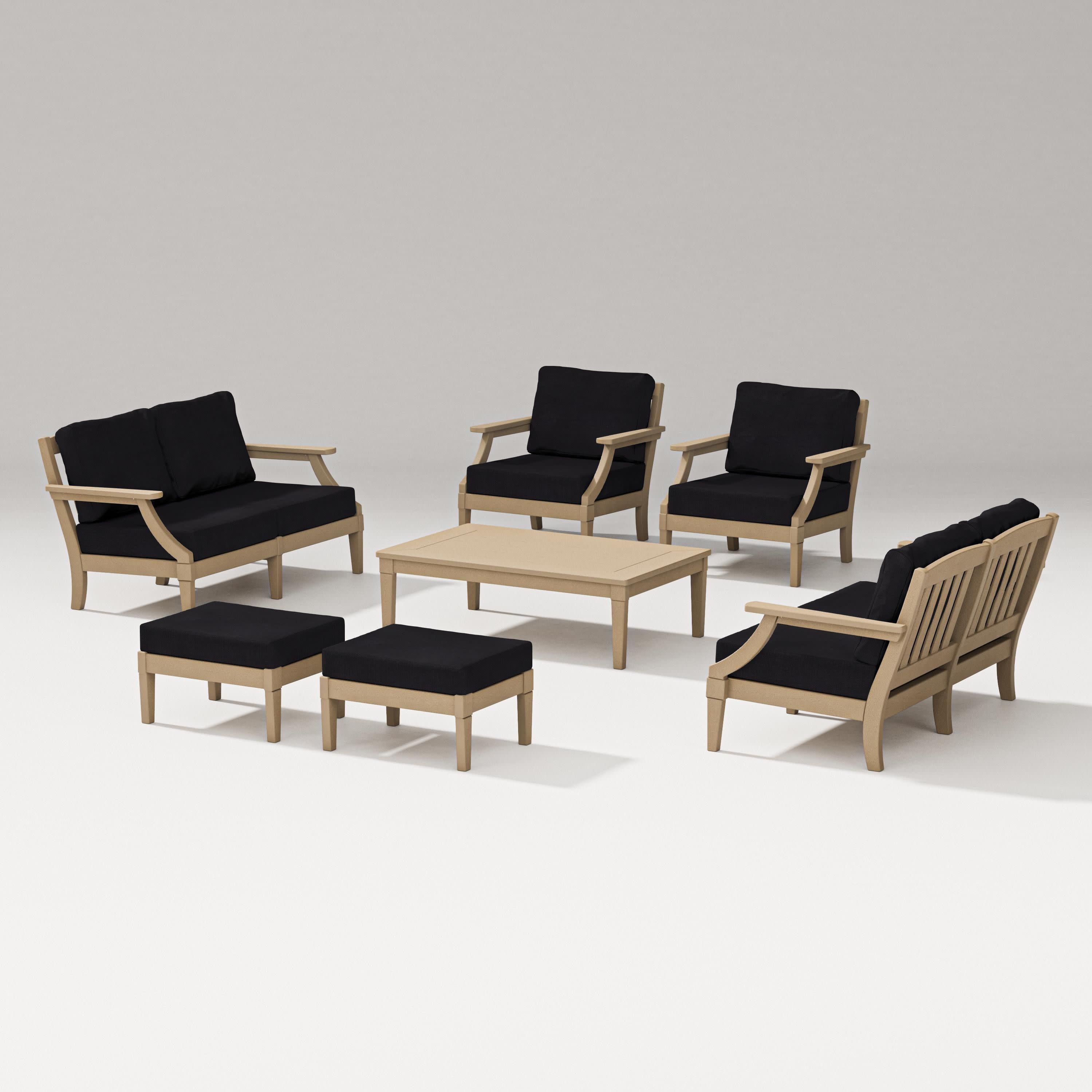 Estate 7-Piece Lounge Loveseat Set in Vintage Sahara / Midnight Linen