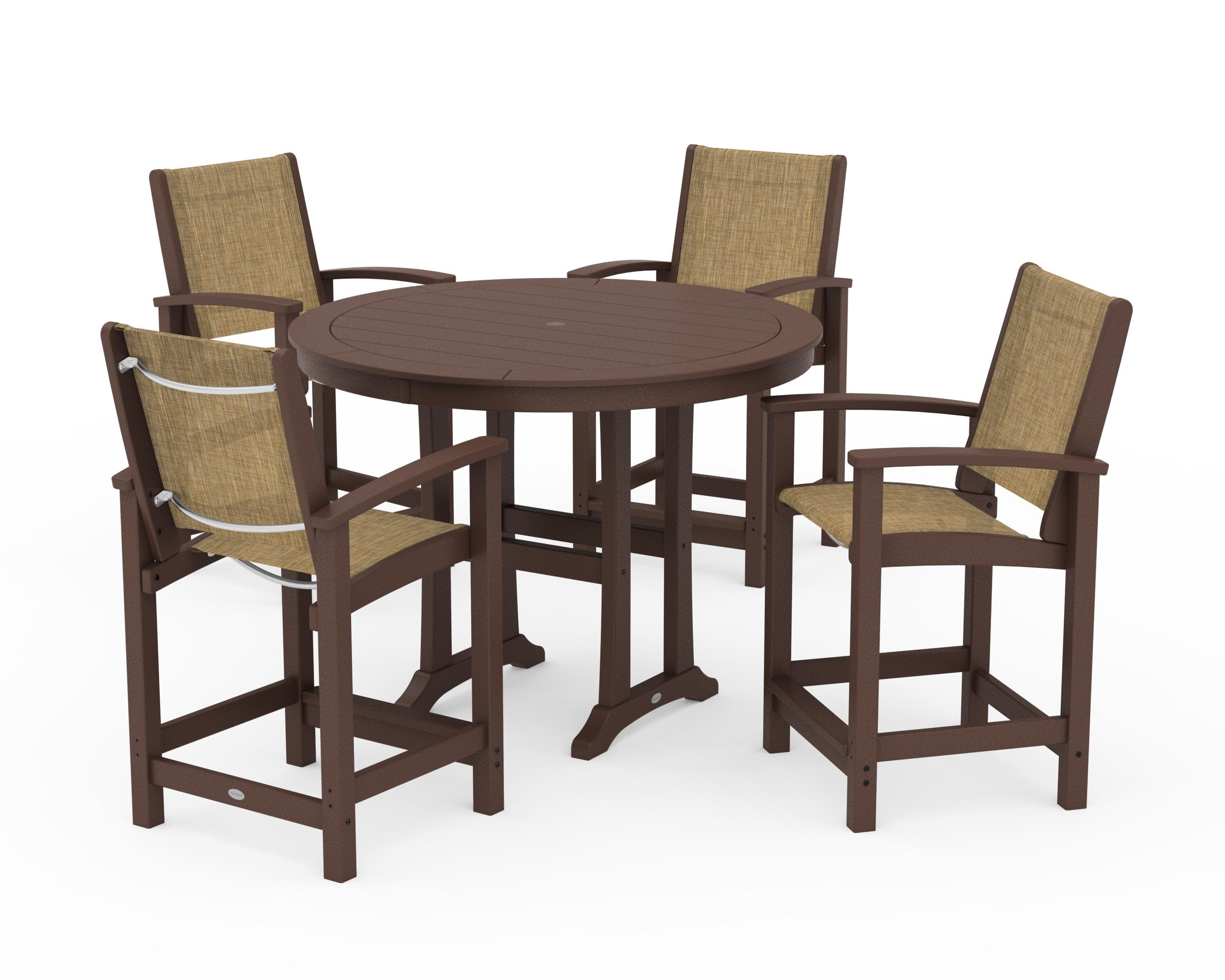 Coastal 5-Piece Counter Set in Mahogany / Burlap Sling