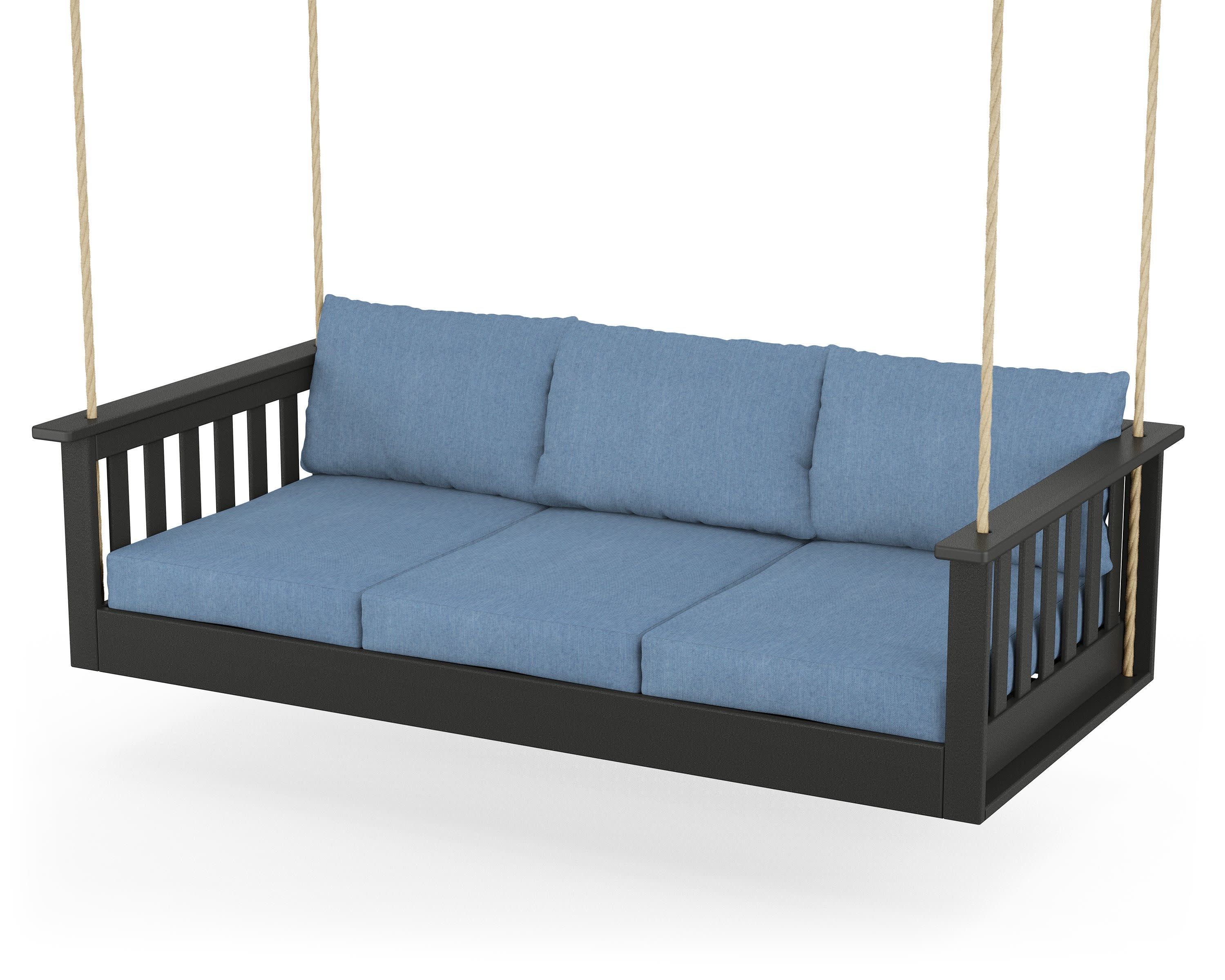 Vineyard Daybed Swing in Black / Sky Blue