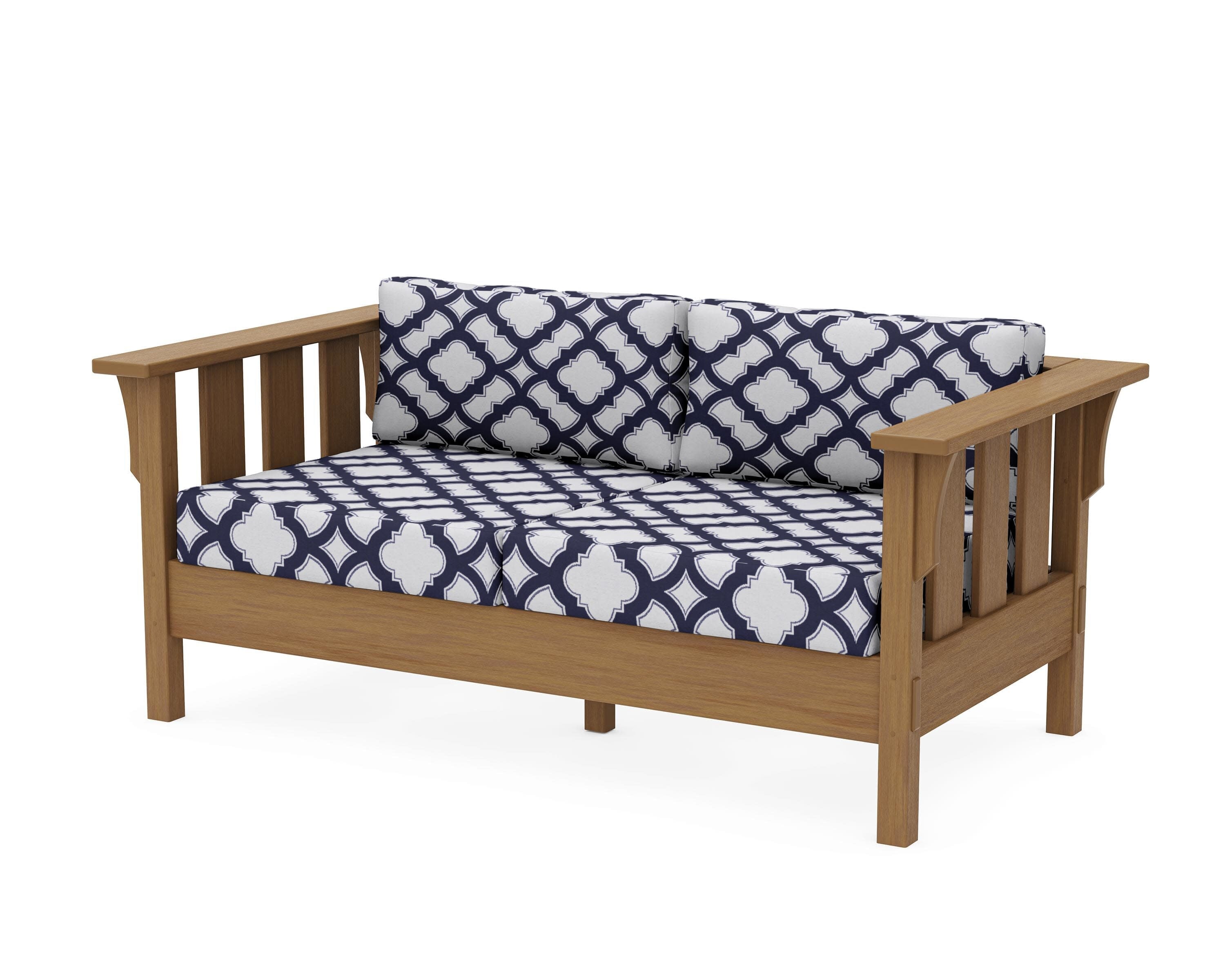 Acadia Deep Seating Loveseat in Natural / Trellis Navy