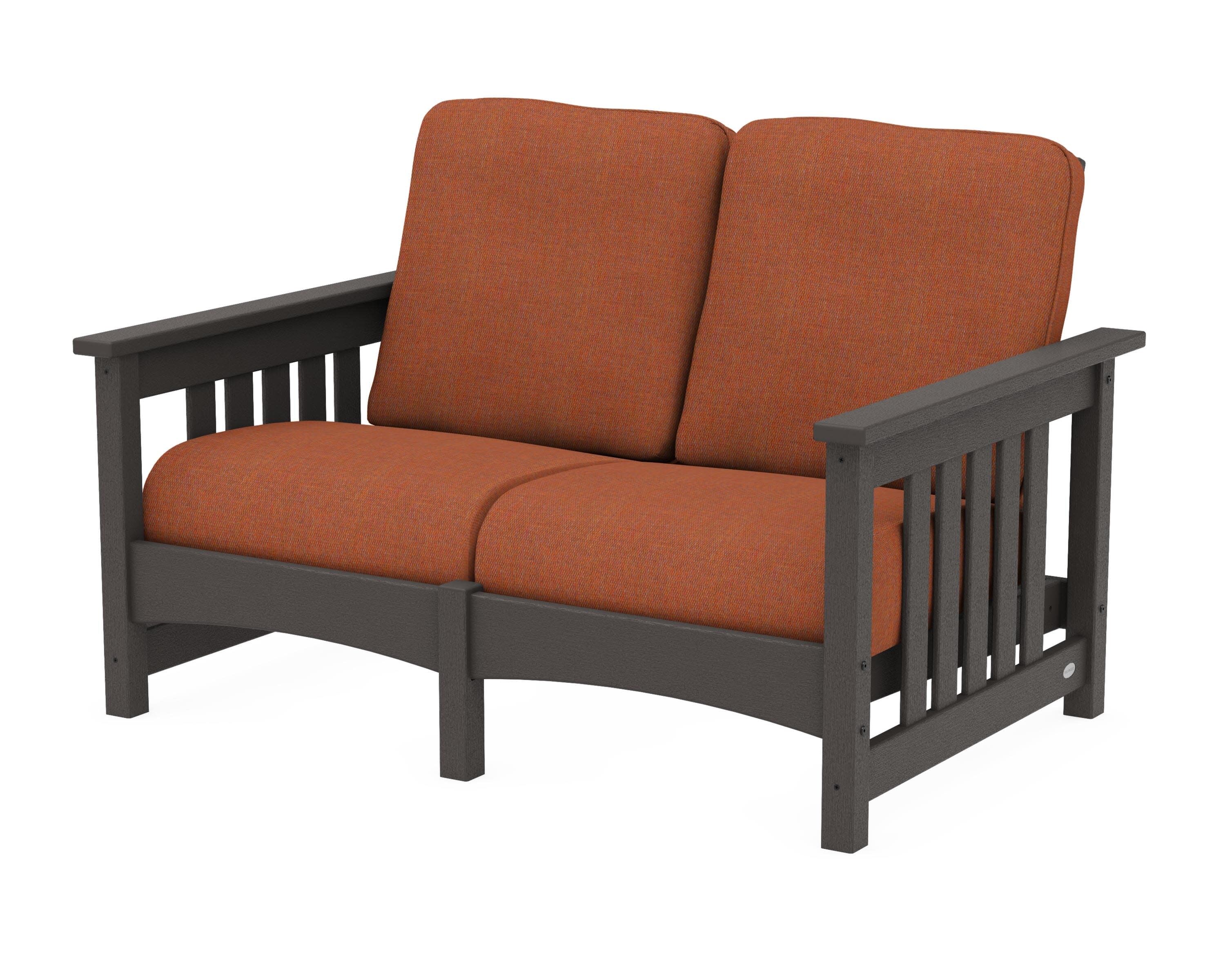 Club Mission Loveseat in Vintage Coffee / Play Adobe