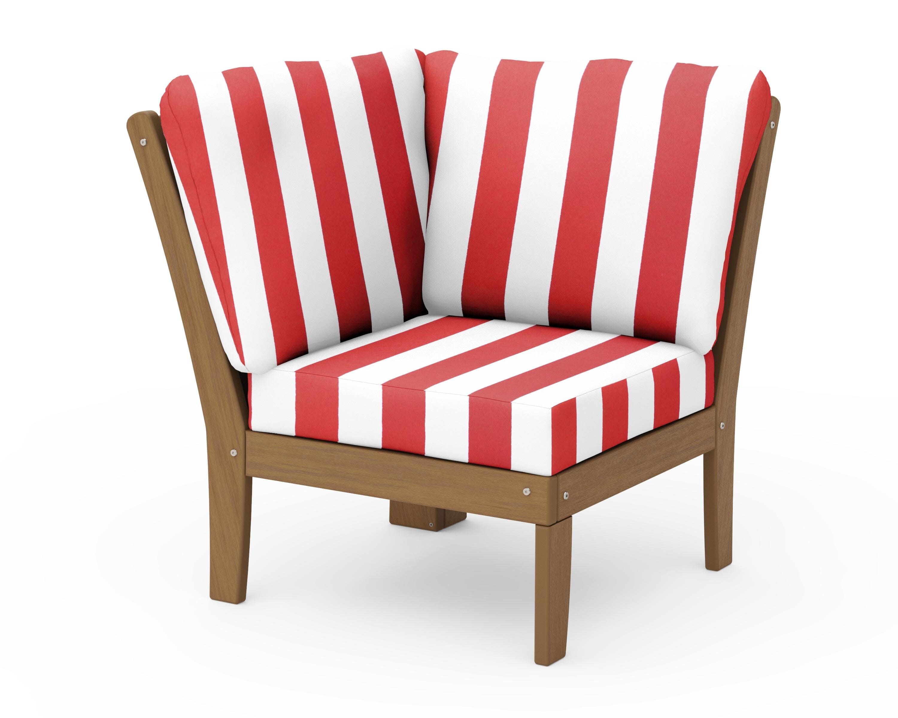 Braxton Modular Corner Chair in Natural / Cabana Stripe Crimson