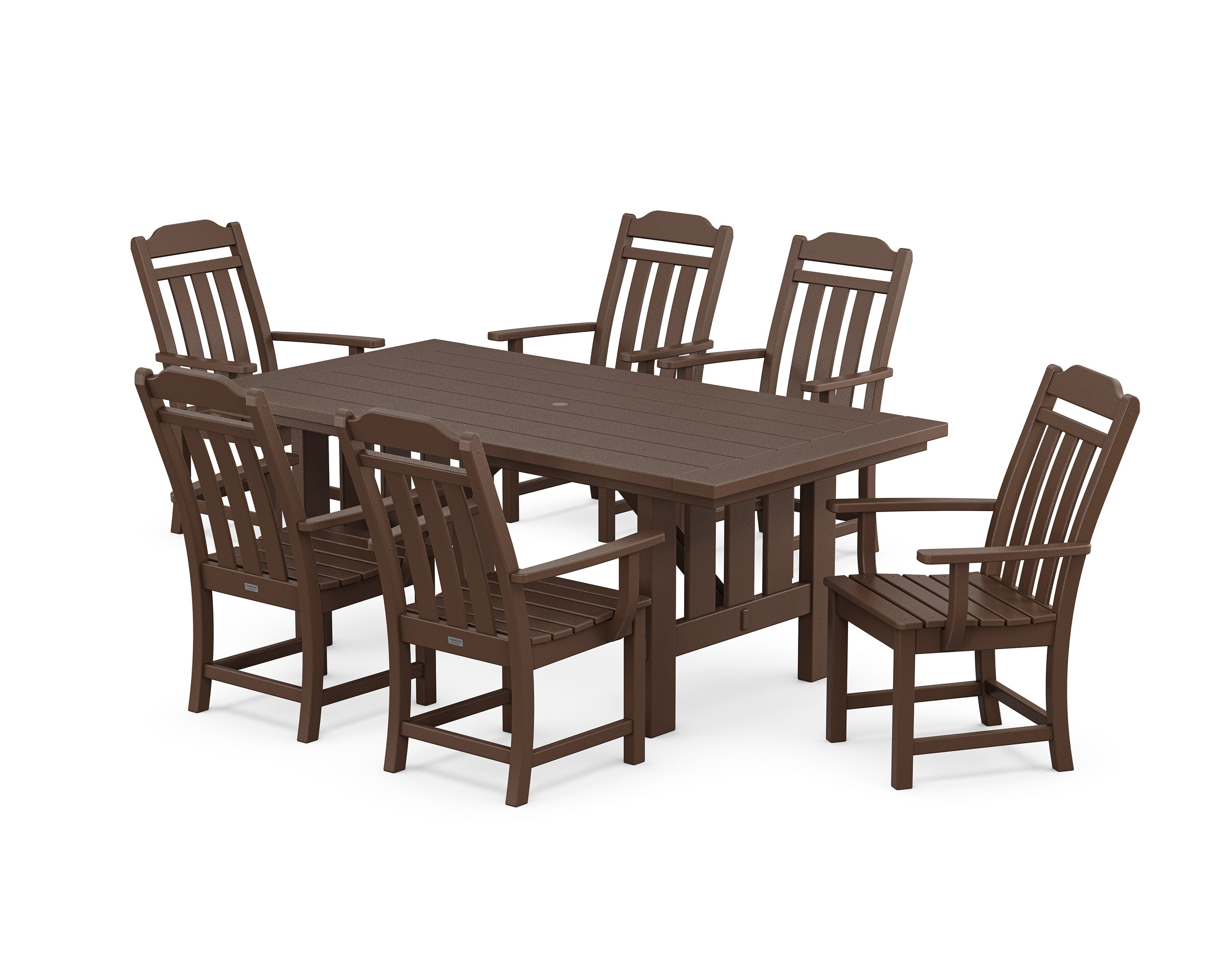 Cottage Arm Chair 7-Piece Mission Dining Set in Mahogany