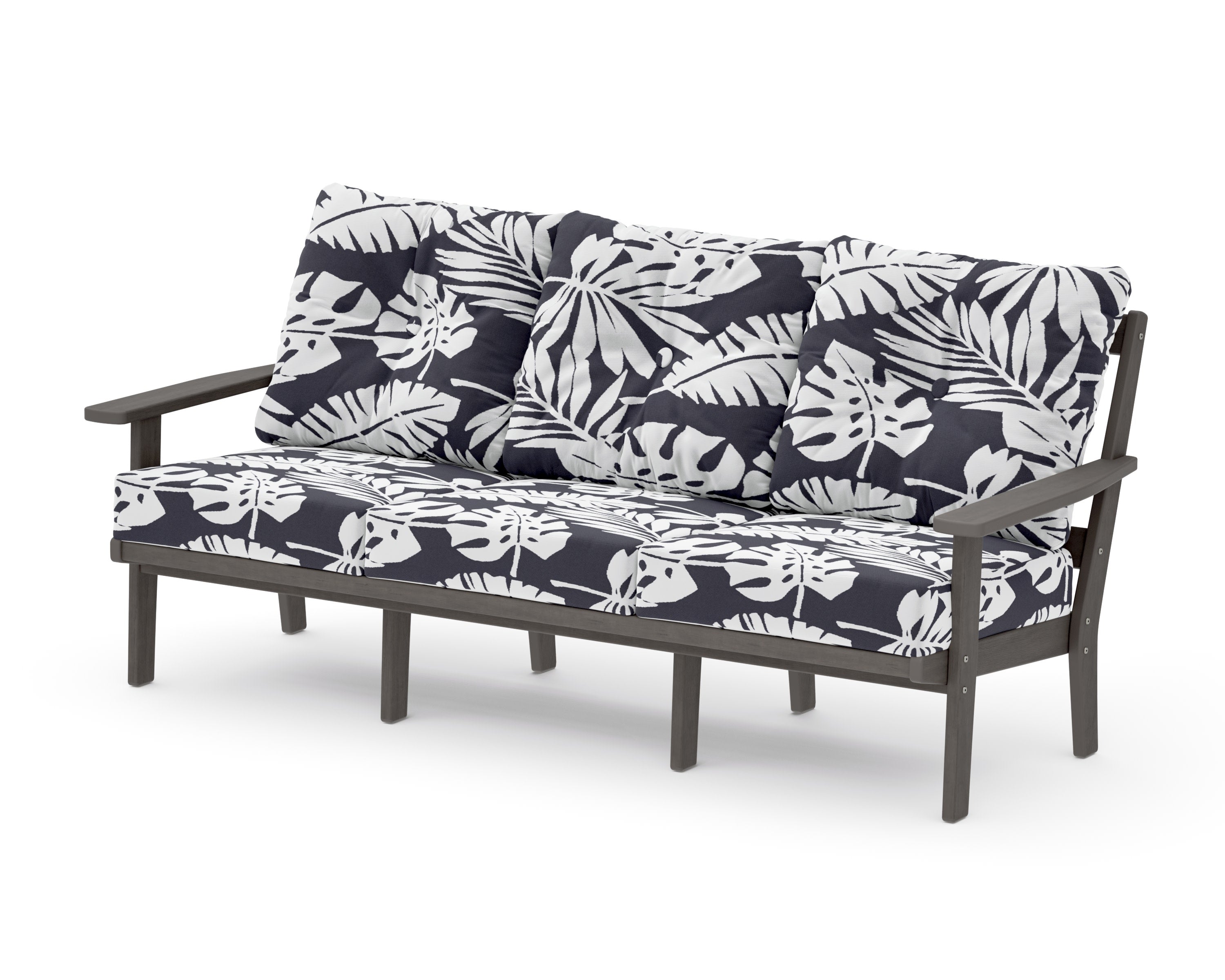 PrairieDeep Seating Sofa in Driftwood / Leaf Navy