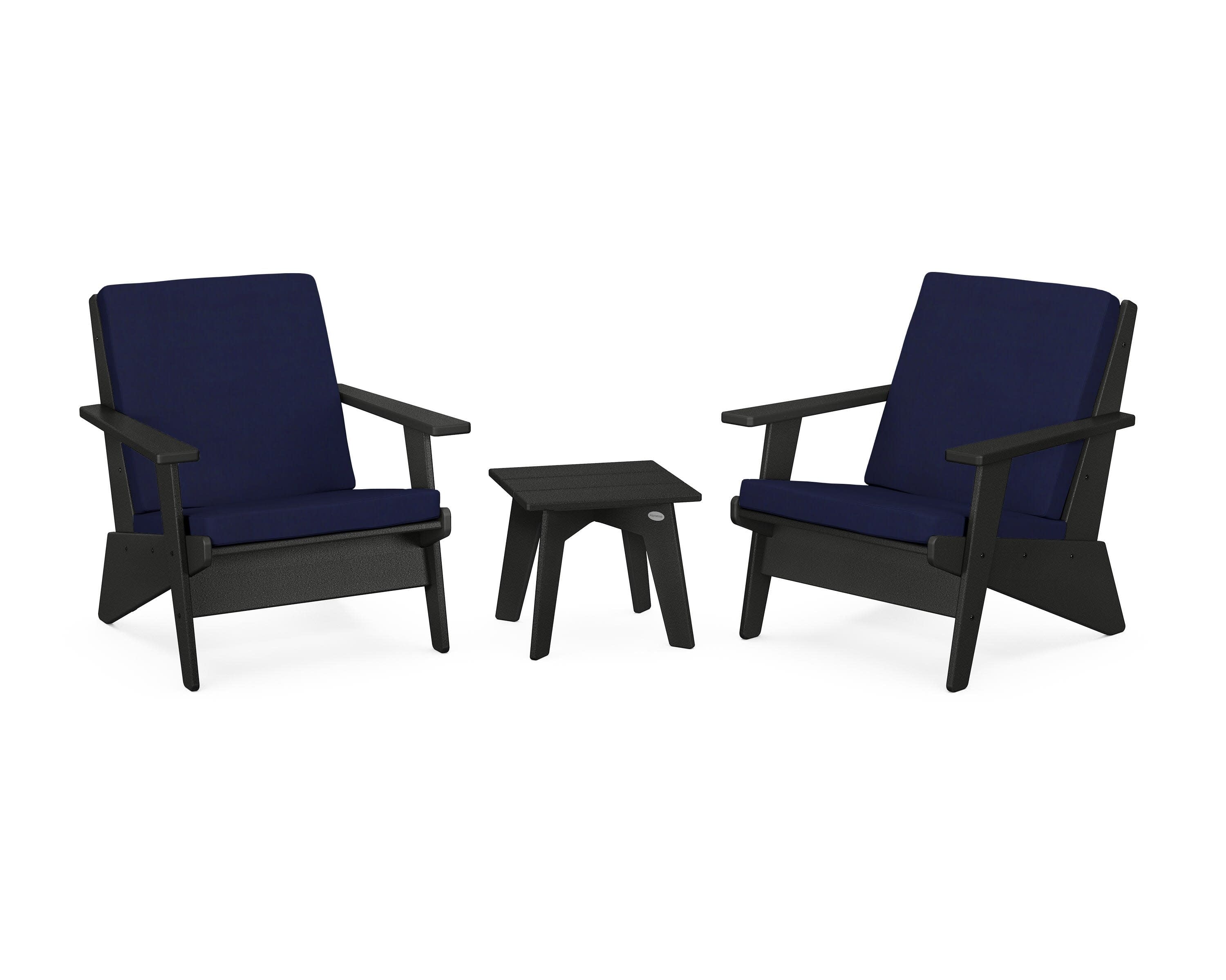 Riviera Modern Lounge 3-Piece Set in Black / Navy