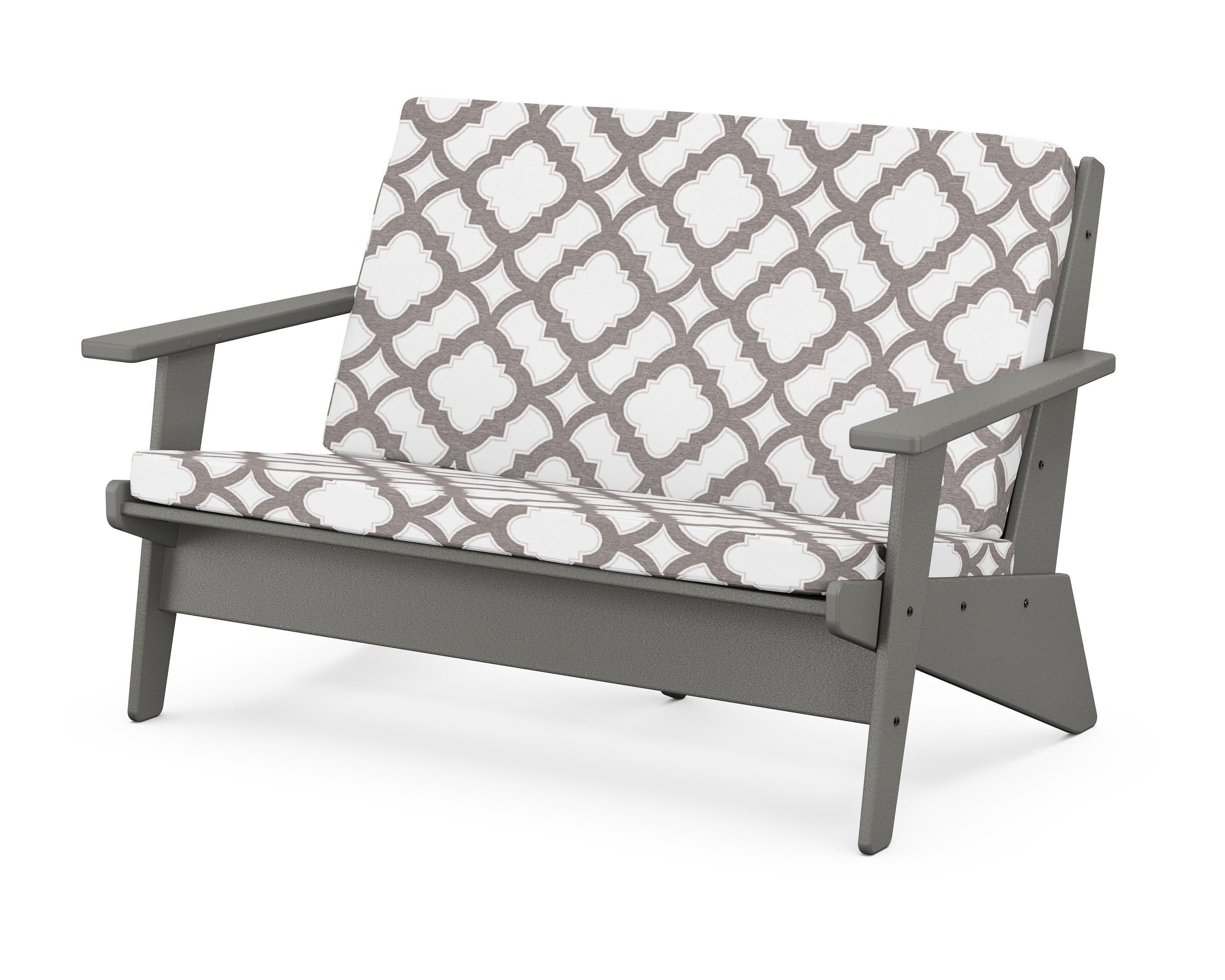 Riviera Modern Lounge Loveseat in Slate Grey / Trellis Grey Mist