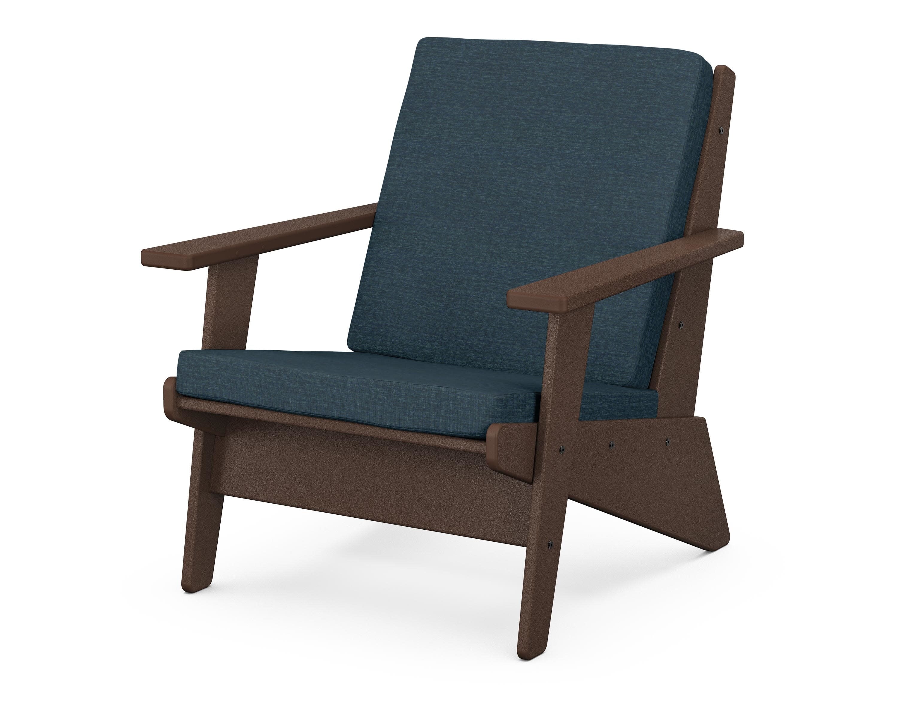 Riviera Modern Lounge Chair in Mahogany / Platform Indigo
