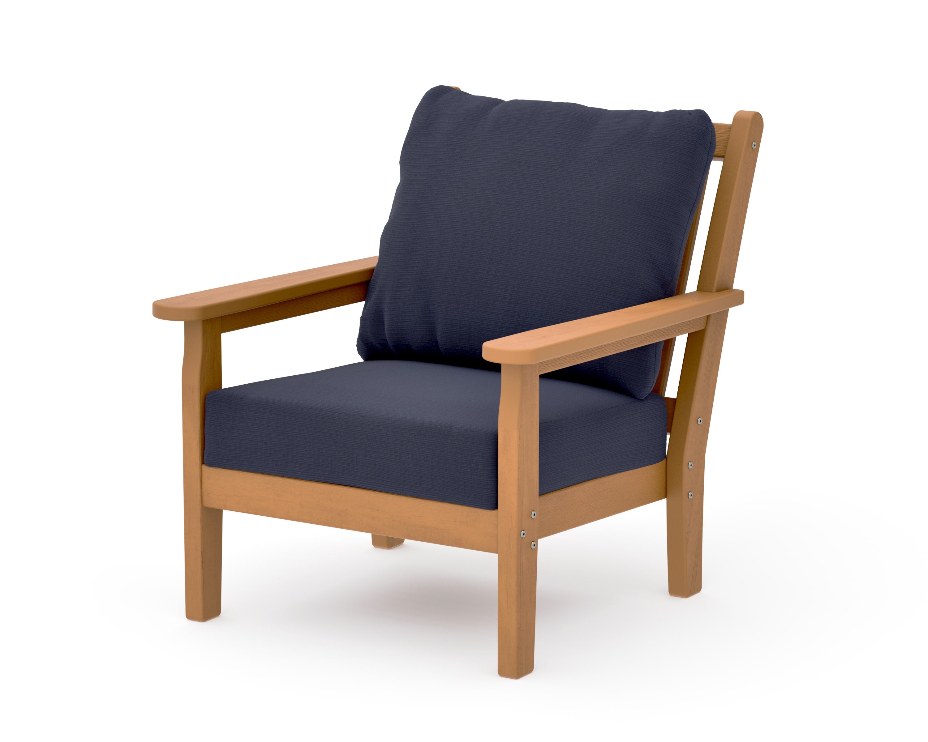 Chippendale Deep Seating Chair in Natural / Navy Linen