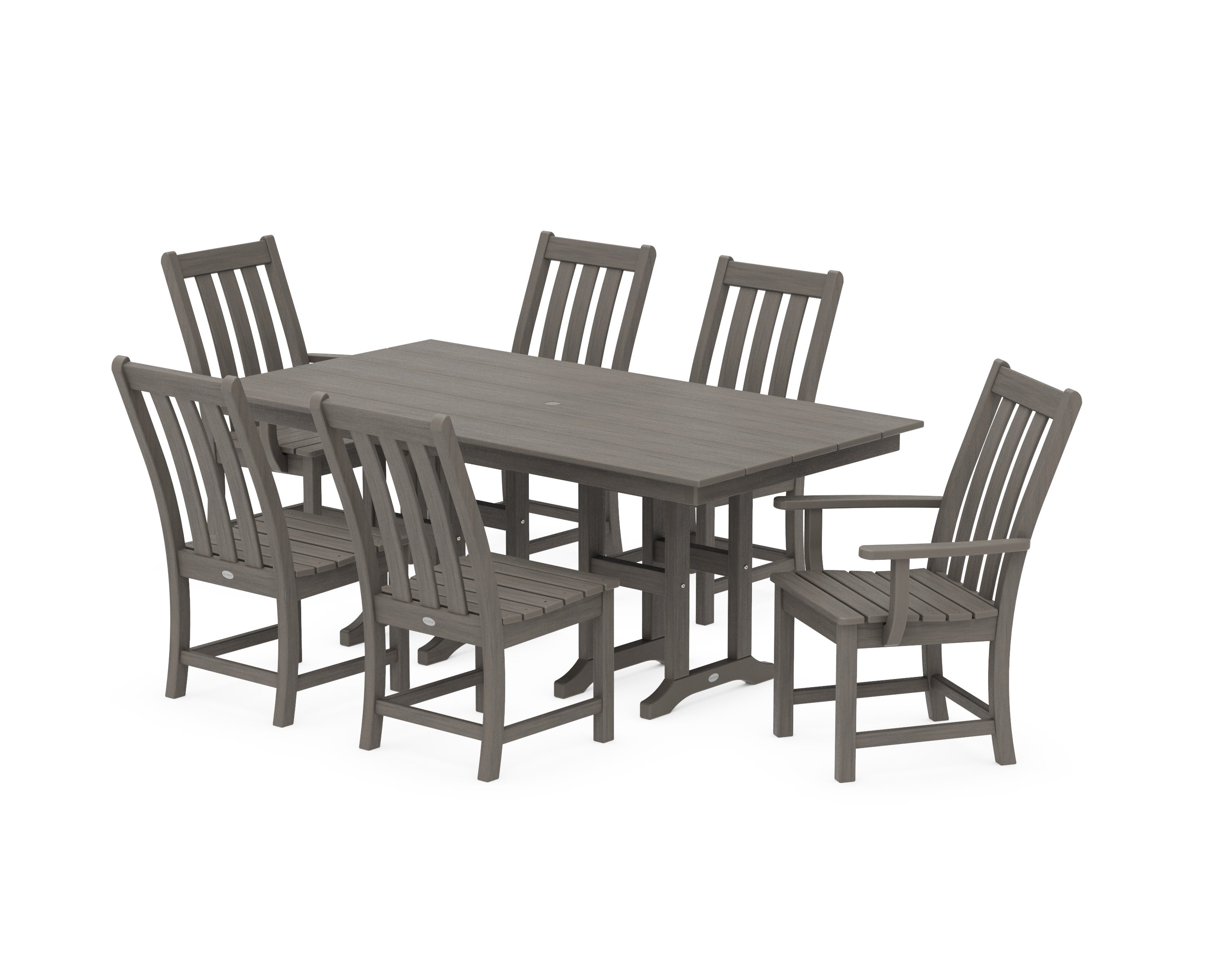 Vineyard 7-Piece Farmhouse Dining Set in Driftwood