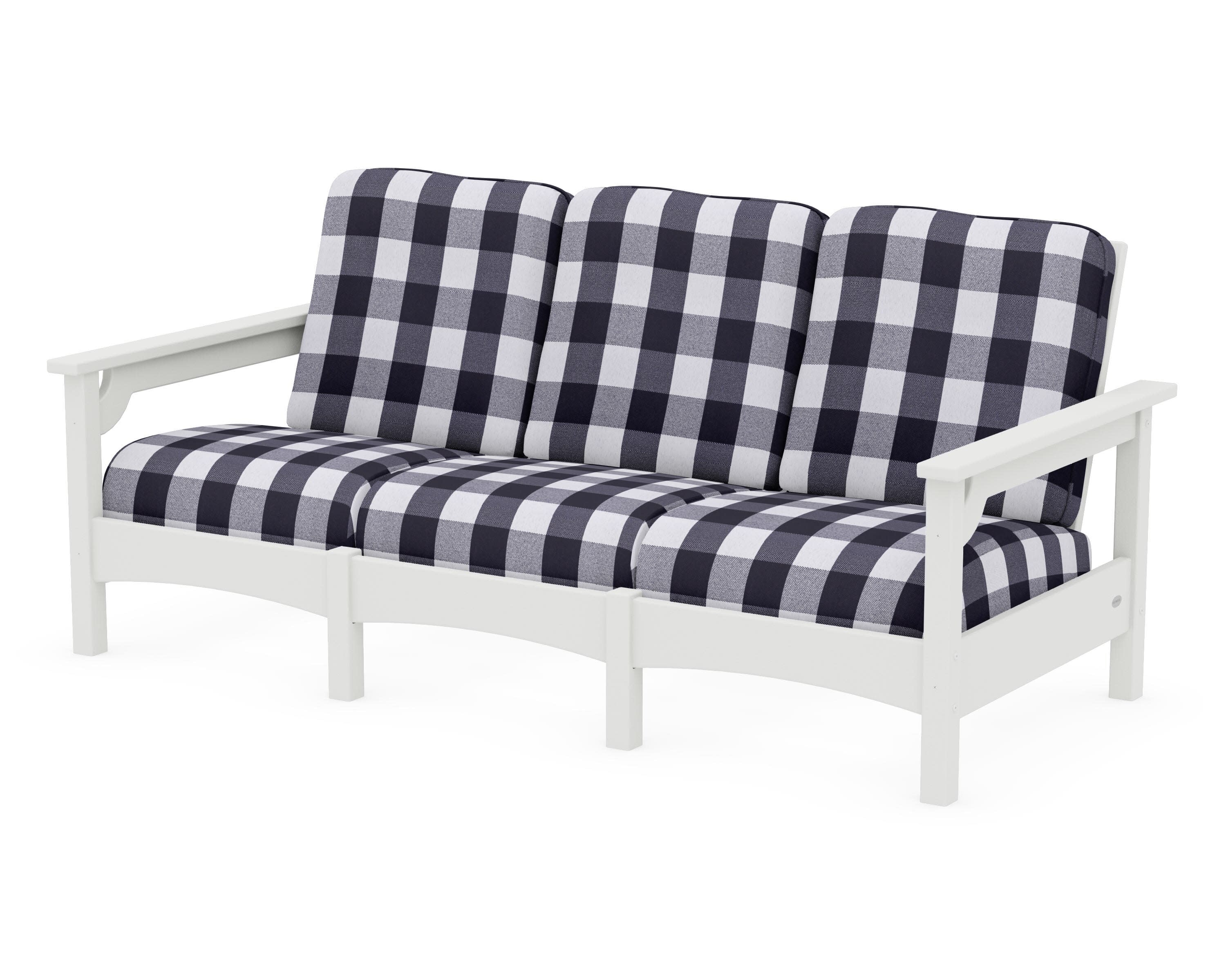Club Sofa in Vintage White / Buffalo Plaid Navy