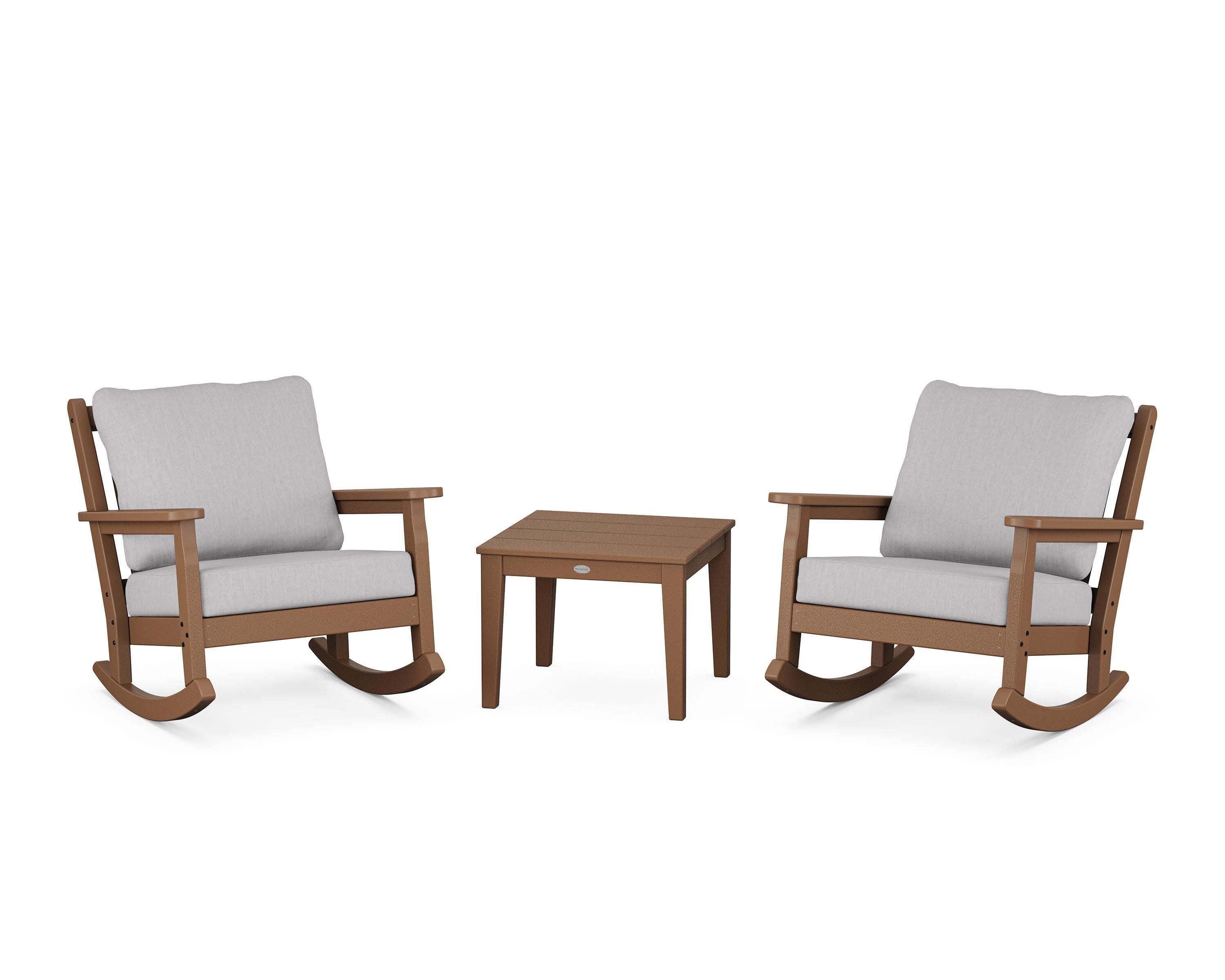 Chippendale 3-Piece Deep Seating Rocker Set in Teak / Granite