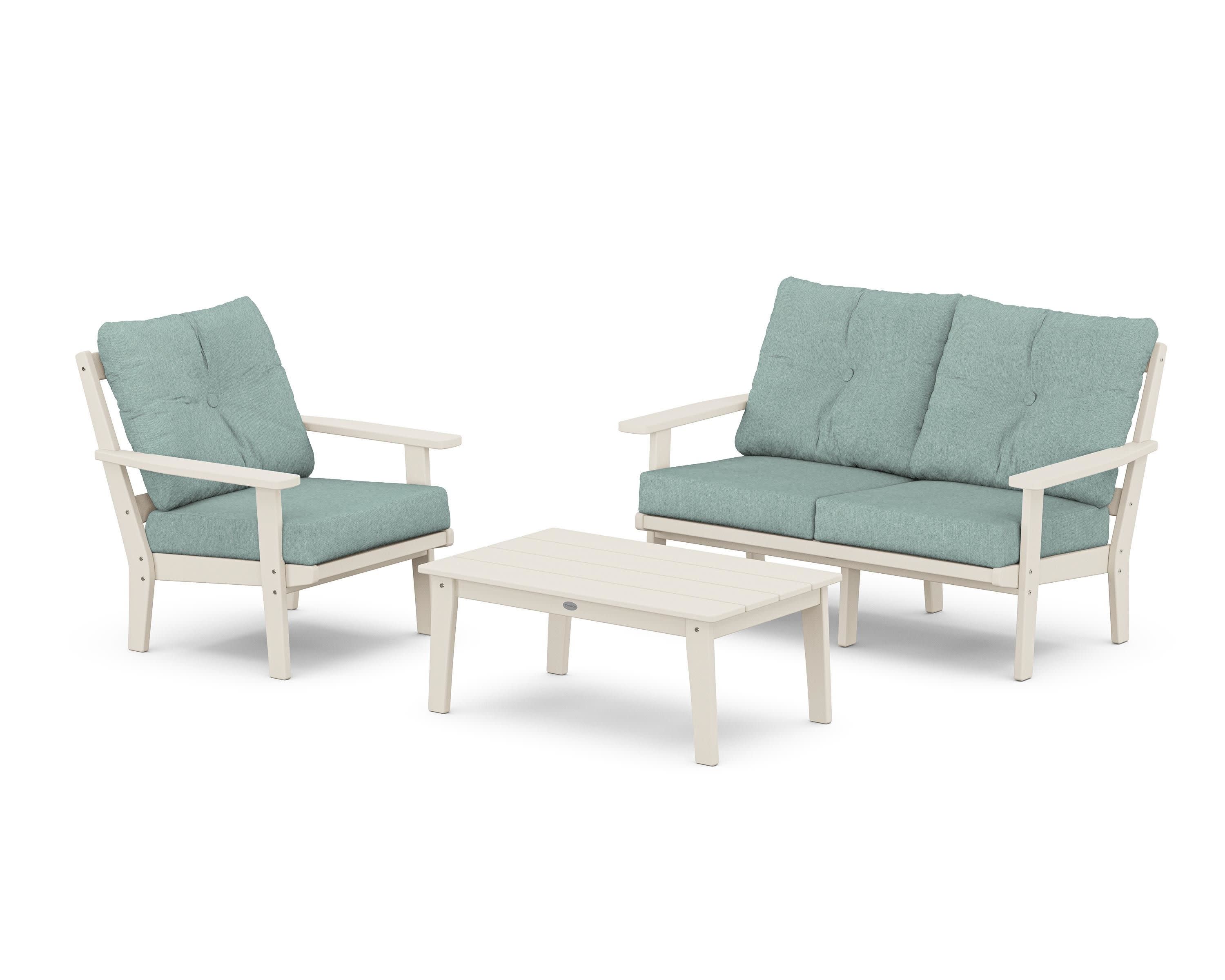Oxford 3-Piece Deep Seating Set with Loveseat in Sand / Glacier Spa