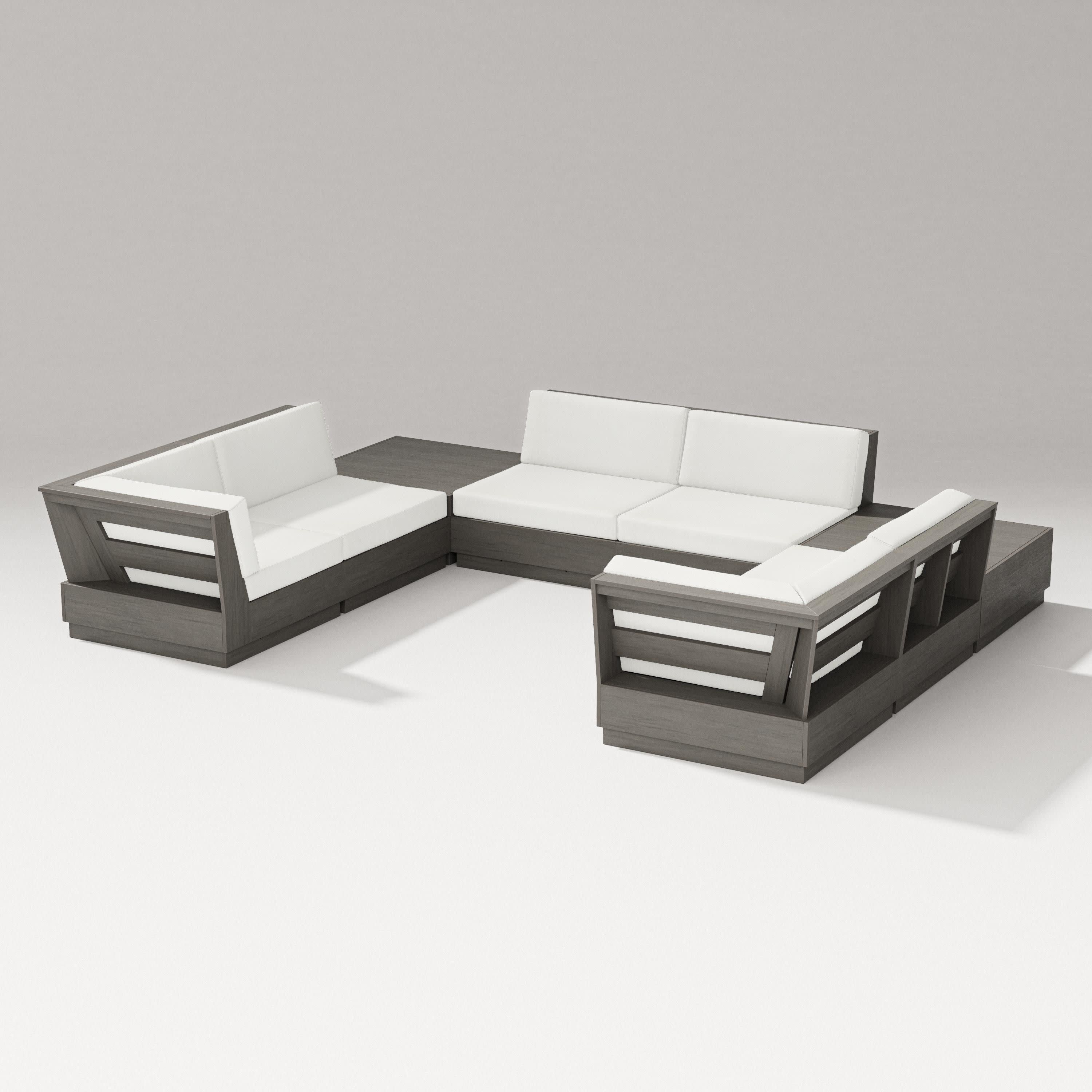 Elevate 8-Piece U-Shaped Sectional in Driftwood / Natural Linen