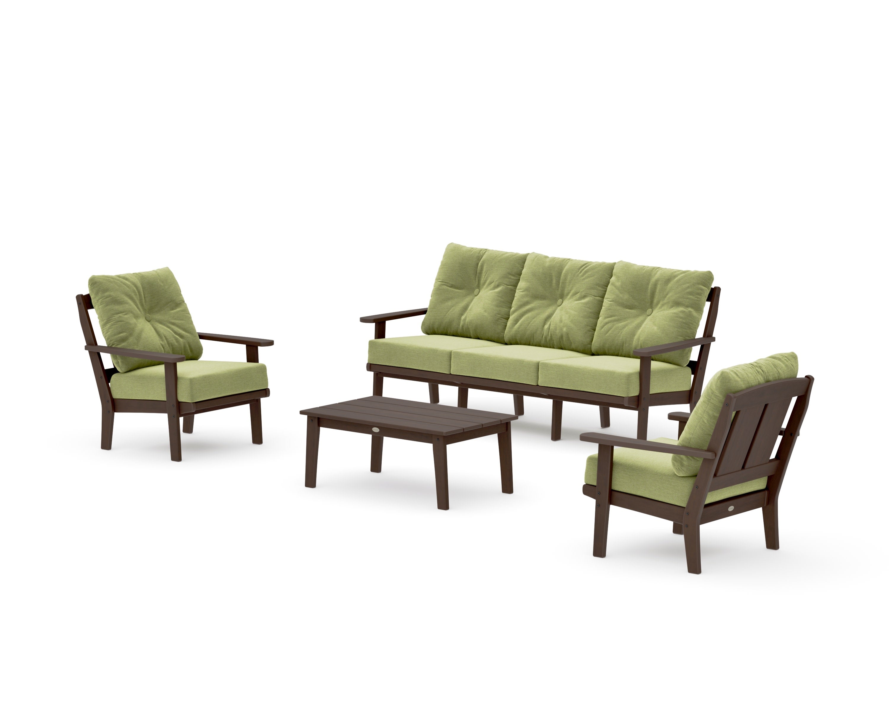 Mission 4-Piece Deep Seating Set with Sofa in Kona / Chartreuse Boucle