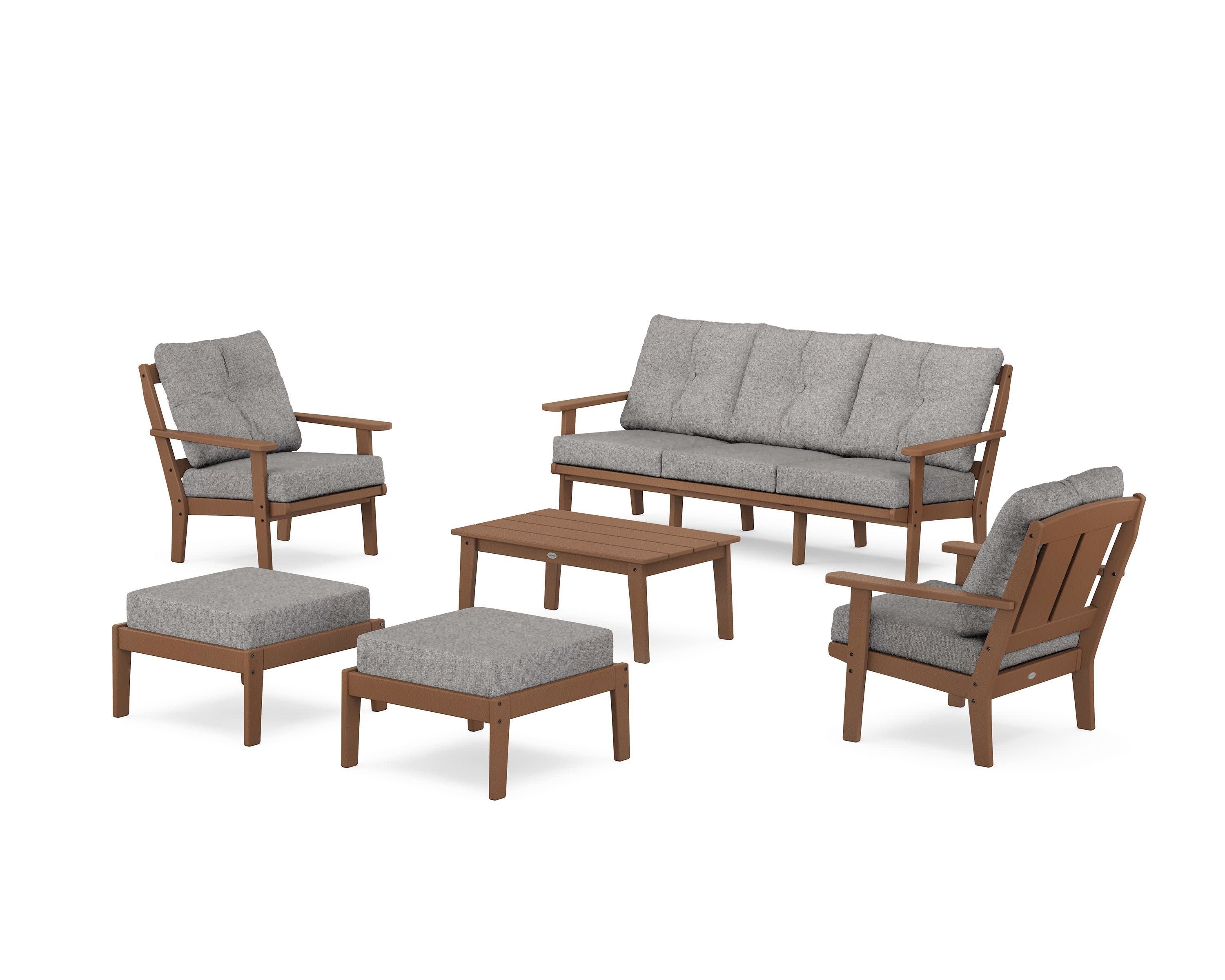 Mission 6-Piece Lounge Sofa Set in Teak / Grey Mist
