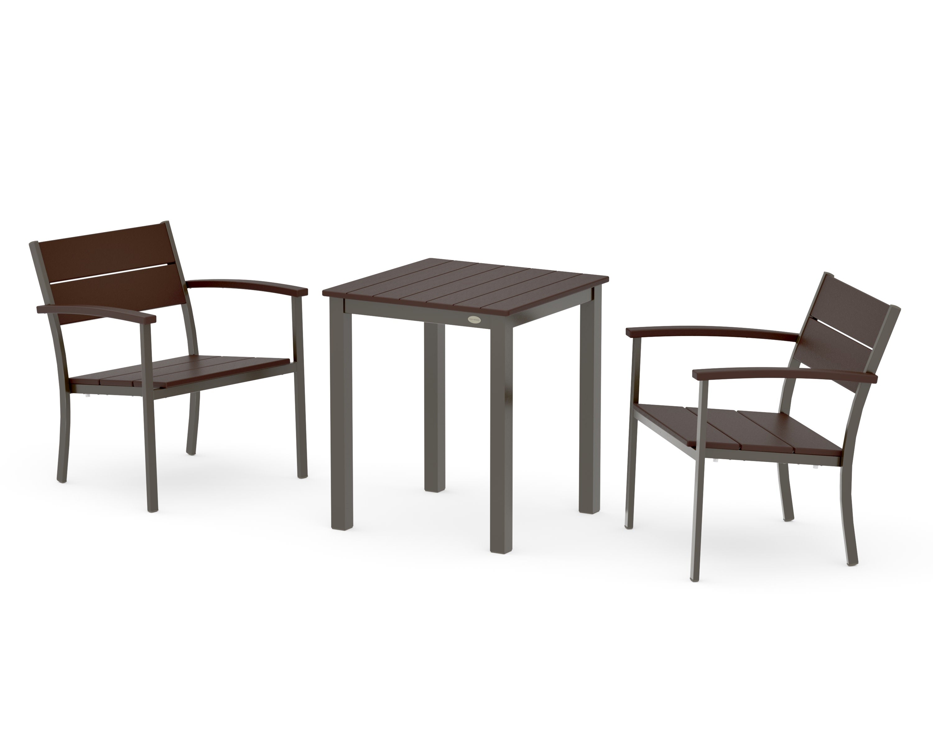Main Street 3-Piece Square Dining Set in Bronze / Mahogany