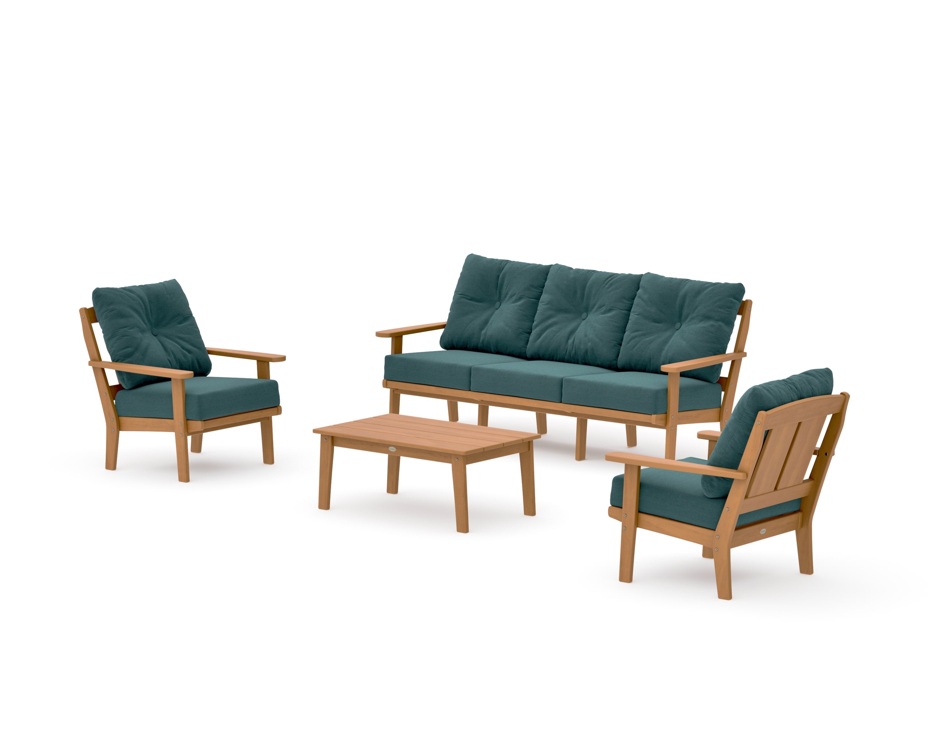 Mission 4-Piece Deep Seating Set with Sofa in Natural / Ocean Teal