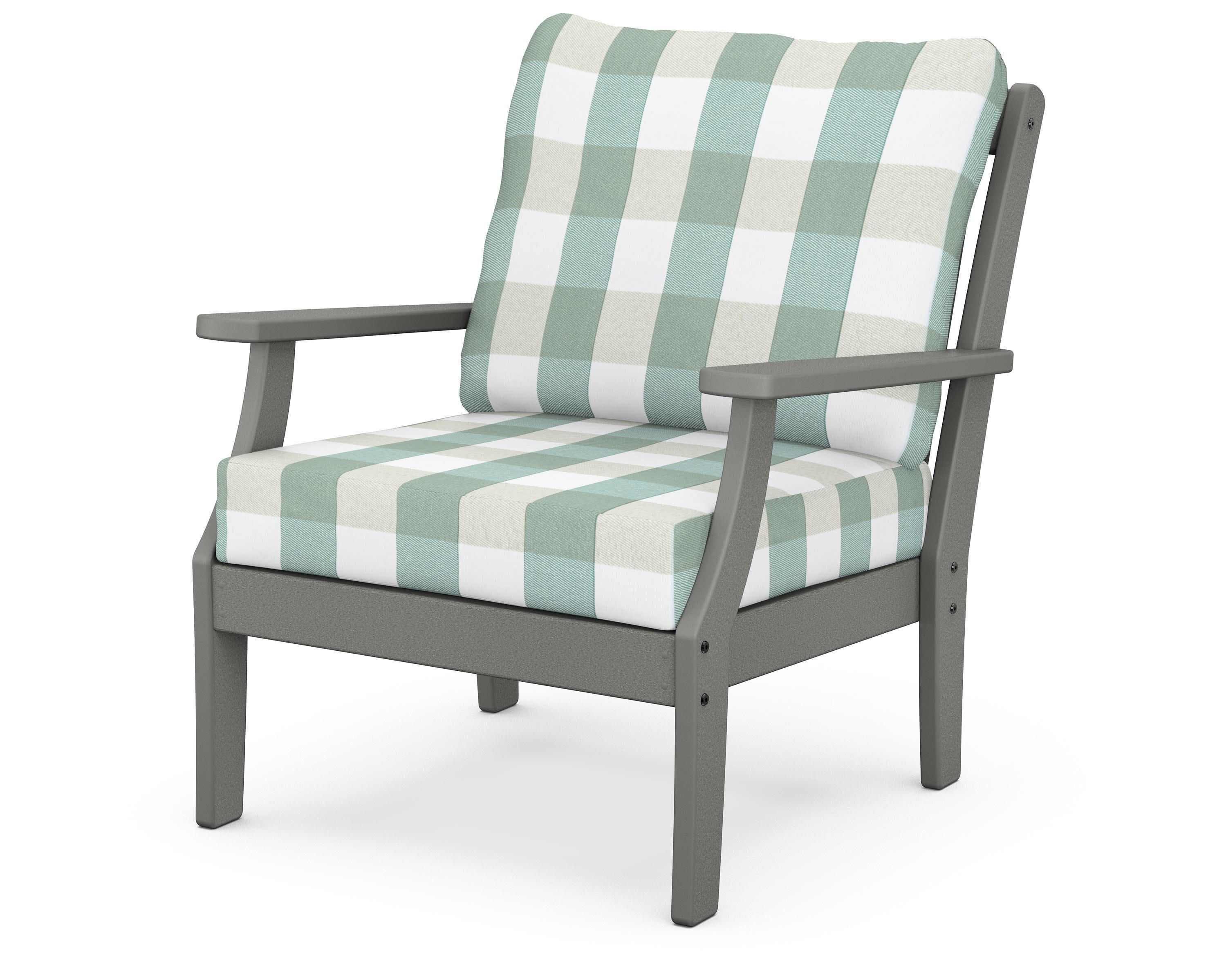 Braxton Deep Seating Chair in Slate Grey / Buffalo Plaid Glacier Spa
