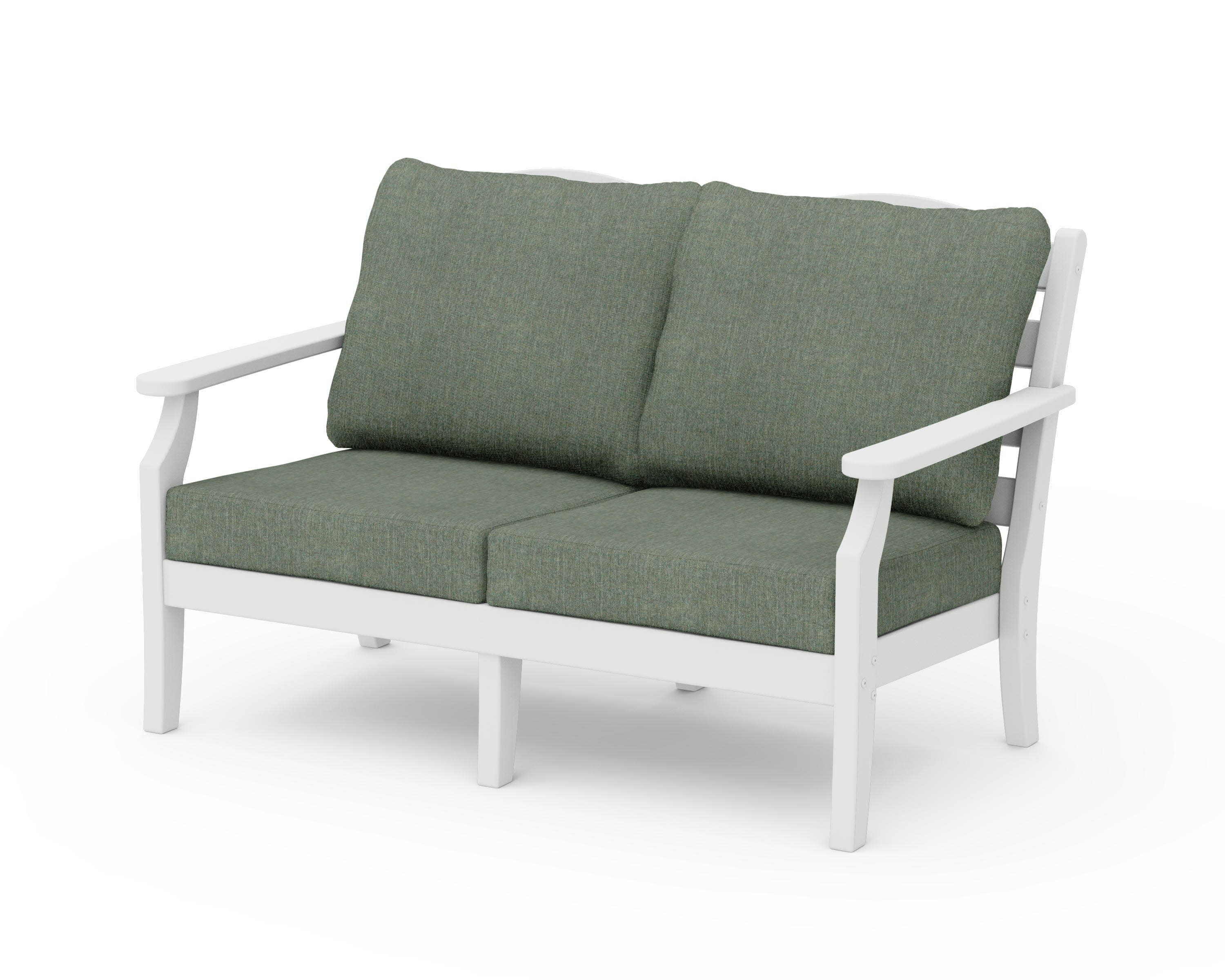 Savannah Deep Seating Loveseat in White / Cast Sage