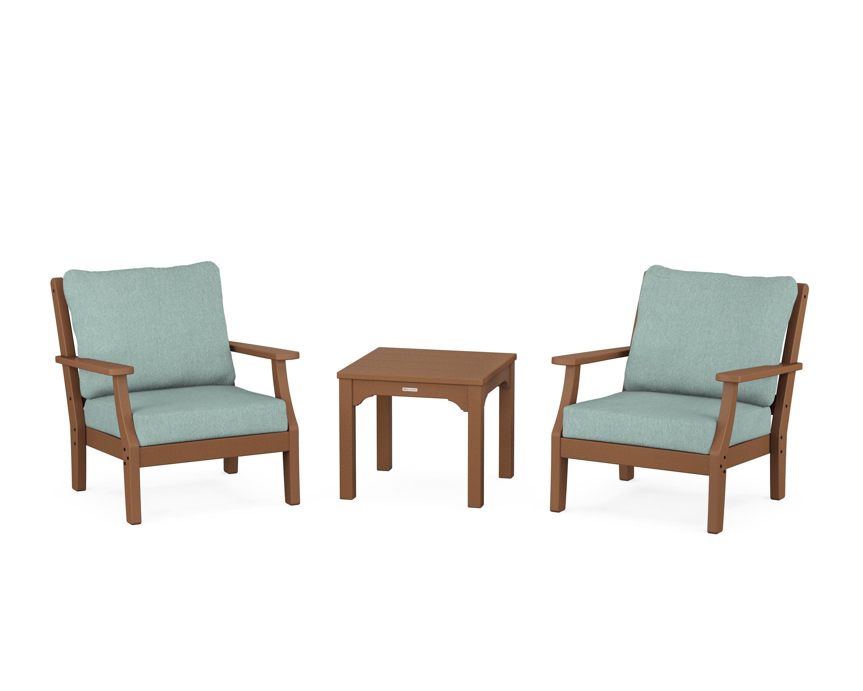 Chinoiserie 3-Piece Deep Seating Set in Teak / Glacier Spa