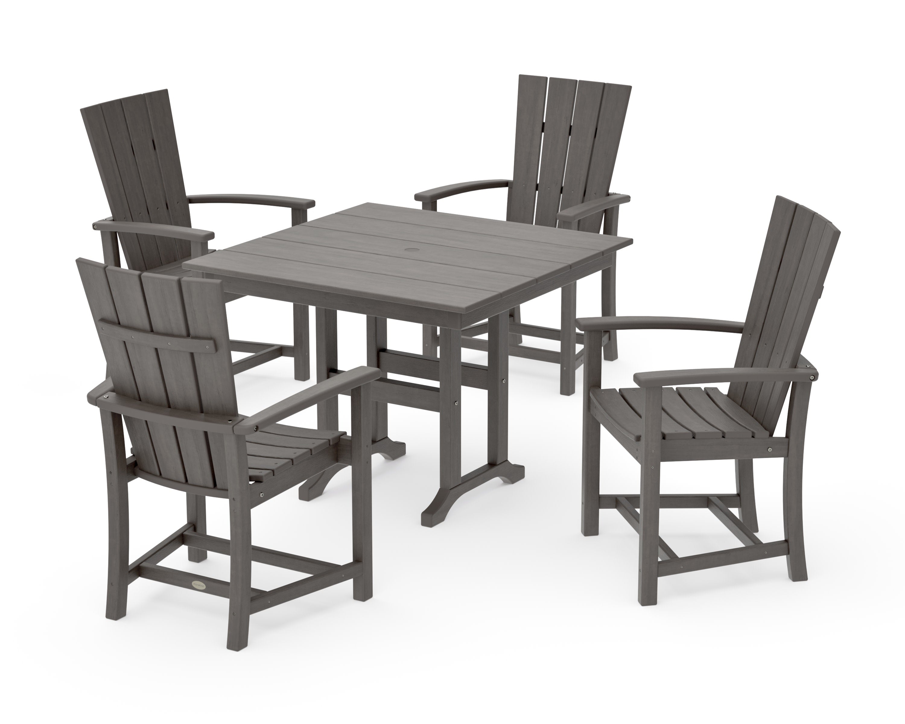 Quattro 5-Piece Farmhouse Dining Set in Driftwood