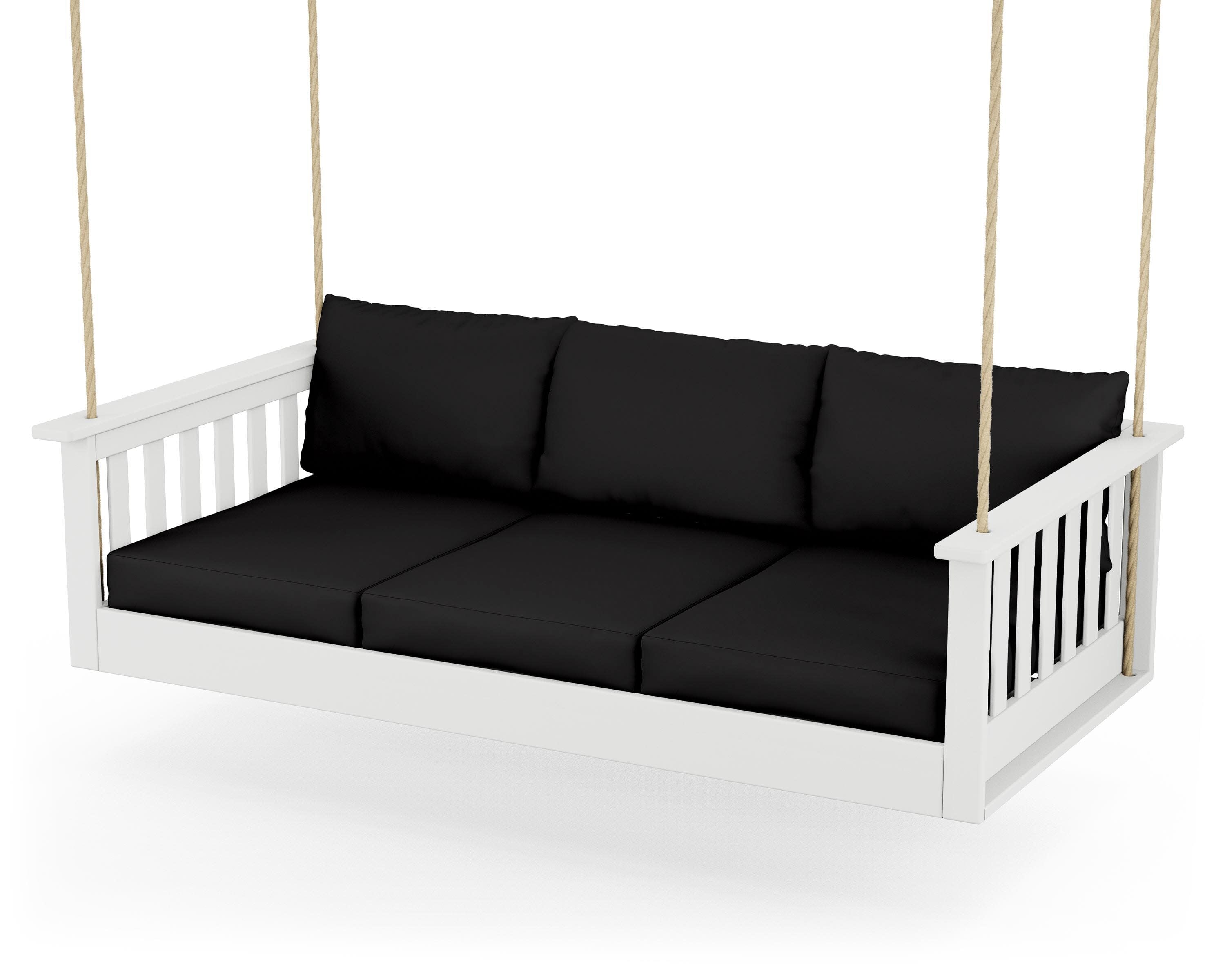 Vineyard Daybed Swing in White / Canvas Black