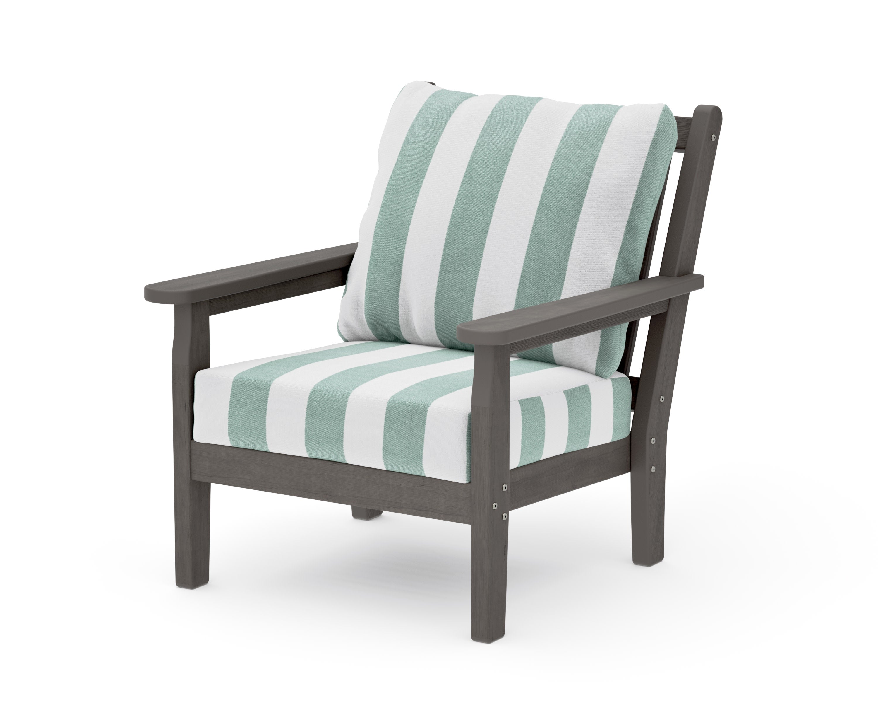 Chippendale Deep Seating Chair in Driftwood / Cabana Stripe Glacier Spa