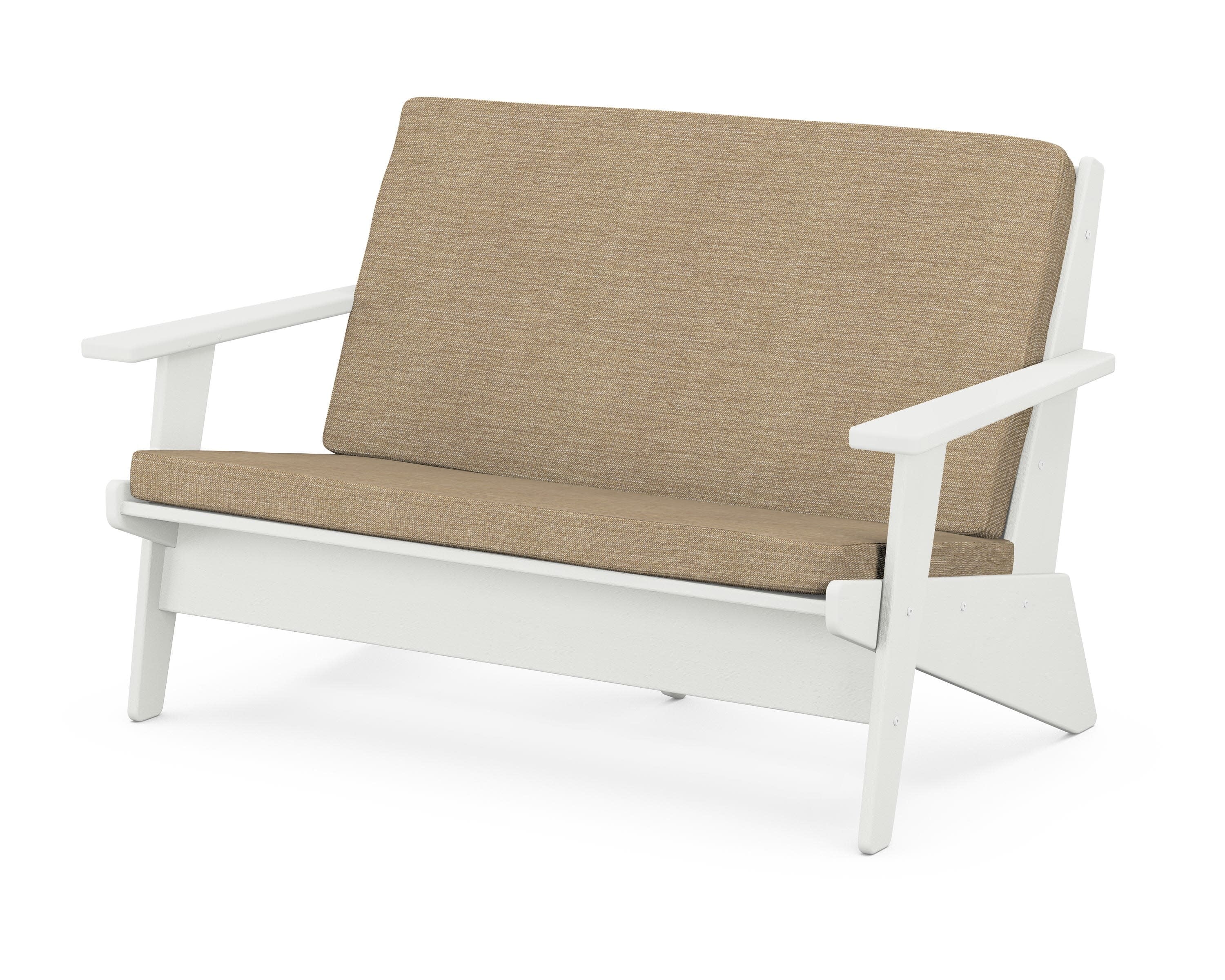 Riviera Modern Lounge Loveseat in Vintage White / Charmer Desert