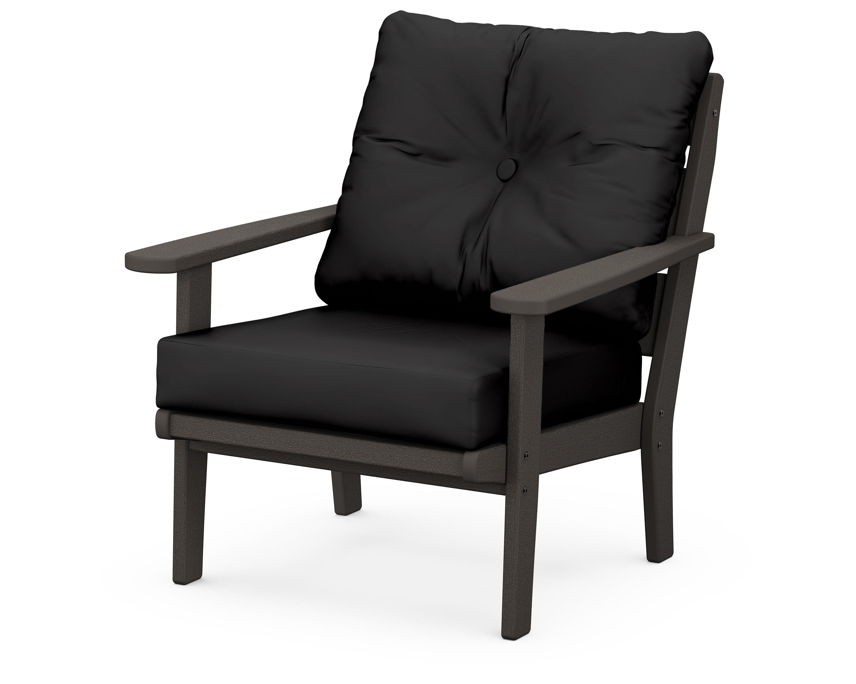 Lakeside Deep Seating Chair in Vintage Coffee / Canvas Black