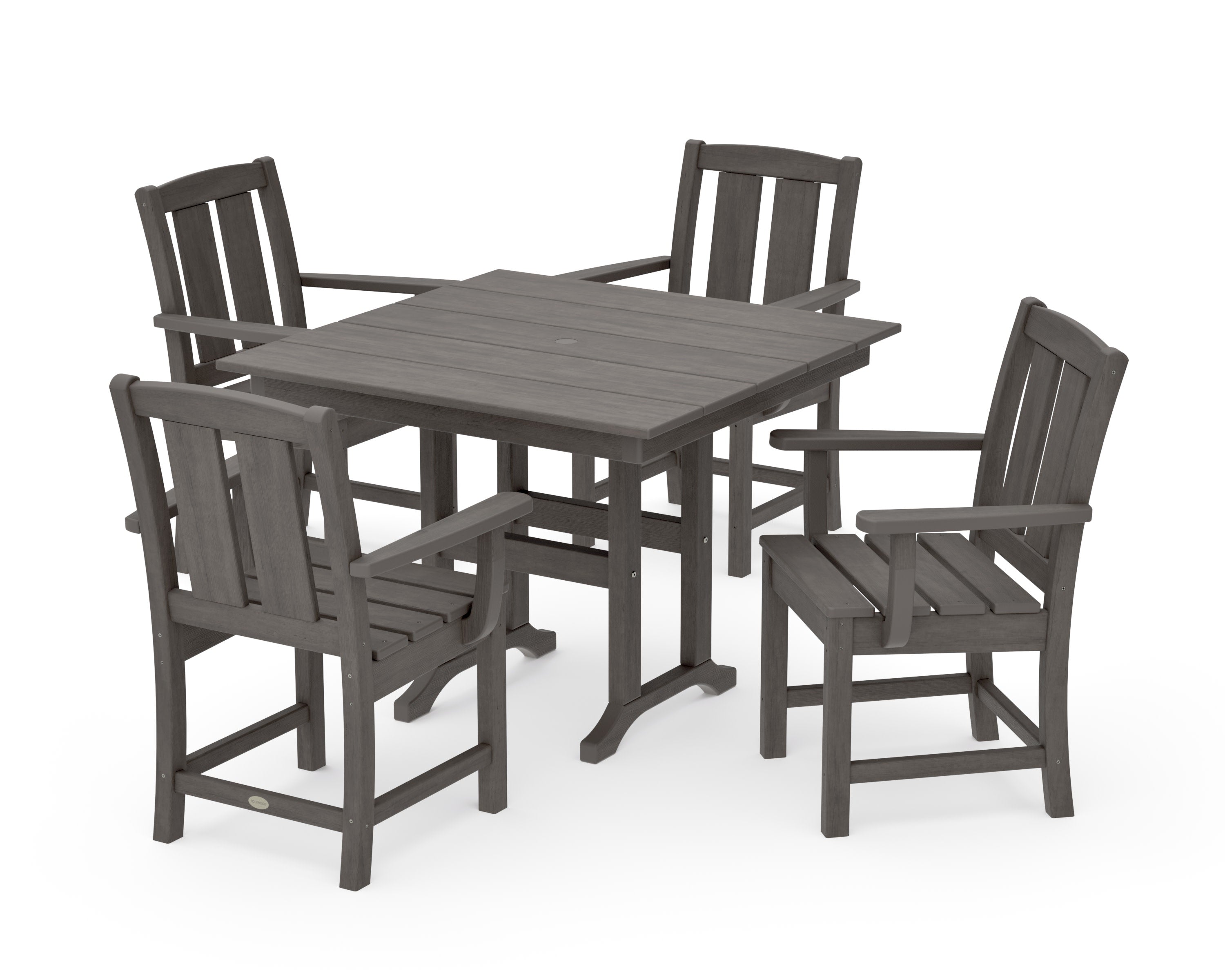 Mission 5-Piece Farmhouse Dining Set in Driftwood