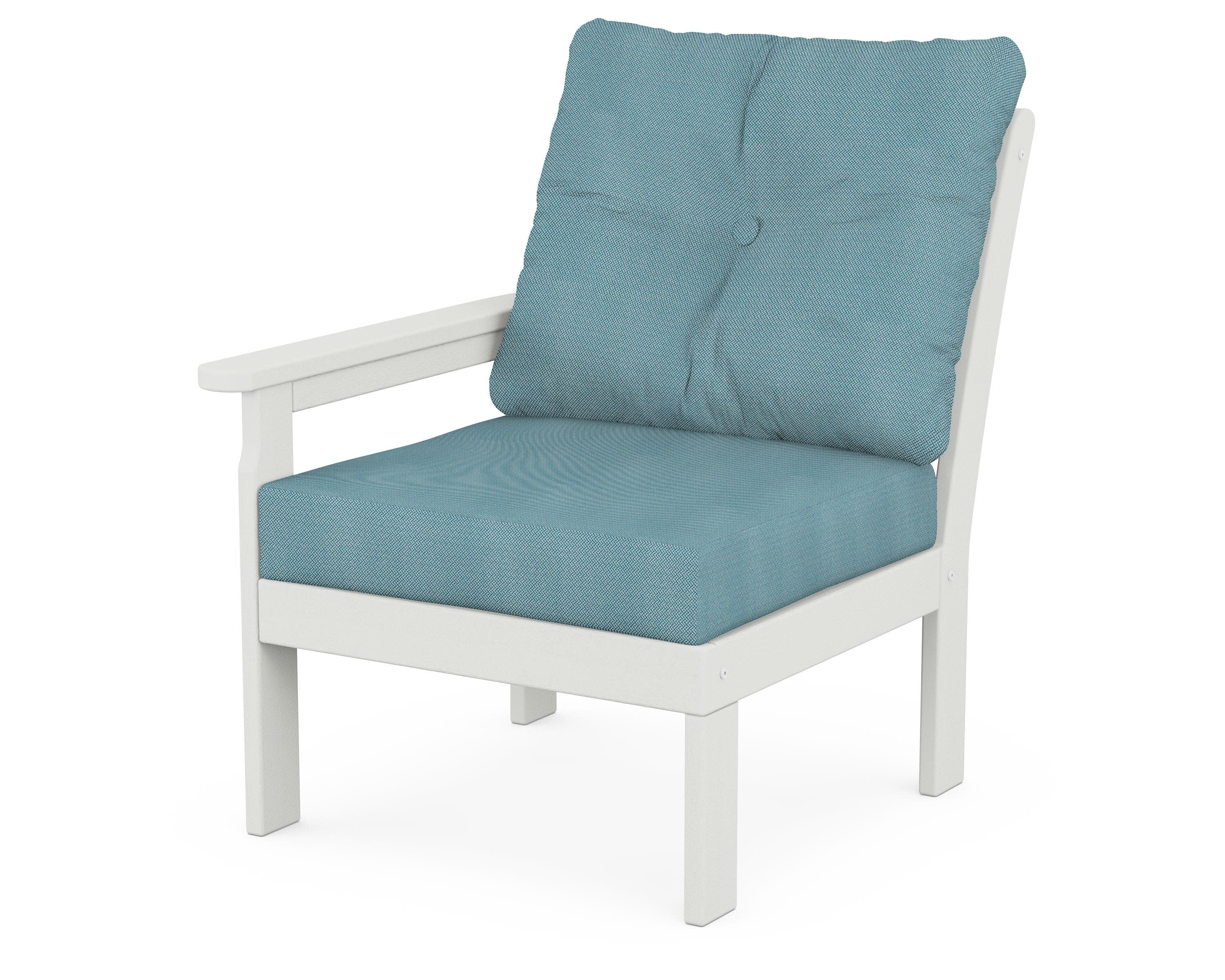 Vineyard Modular Left Arm Chair in Vintage White / Lattice Sky Blue