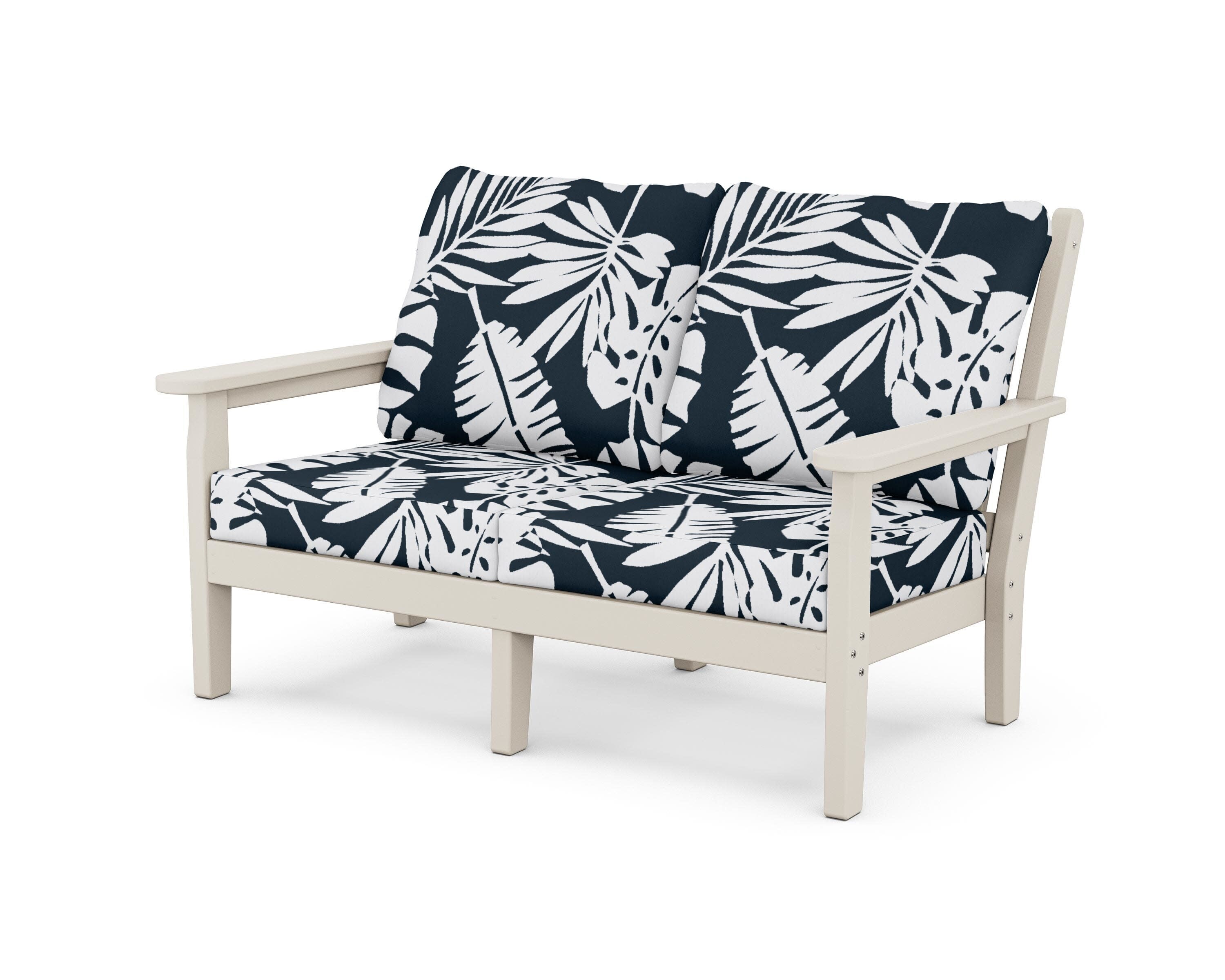 Chippendale Deep Seating Loveseat in Sand / Leaf Marine Indigo