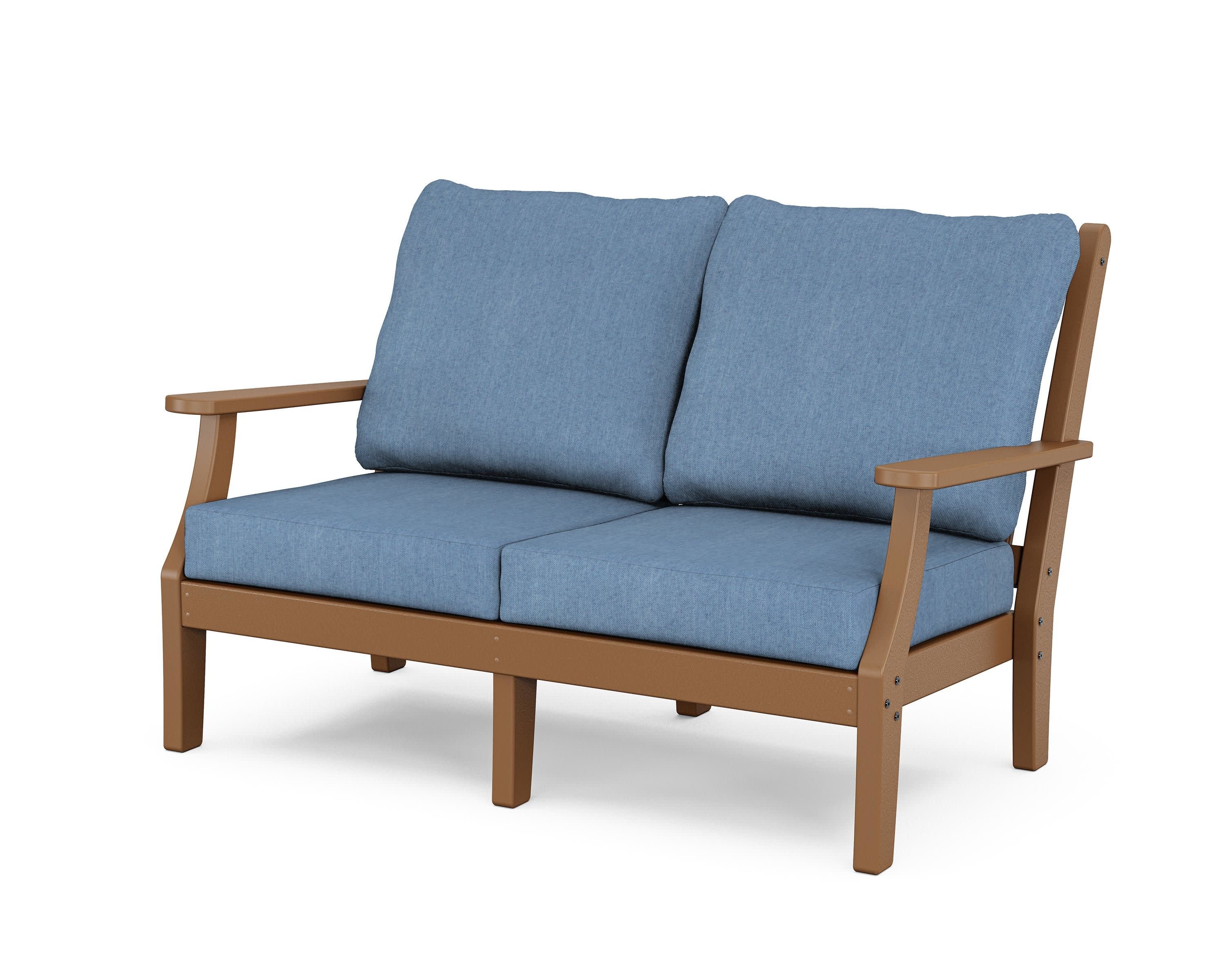 Wovendale Deep Seating Loveseat in Teak / Sky Blue