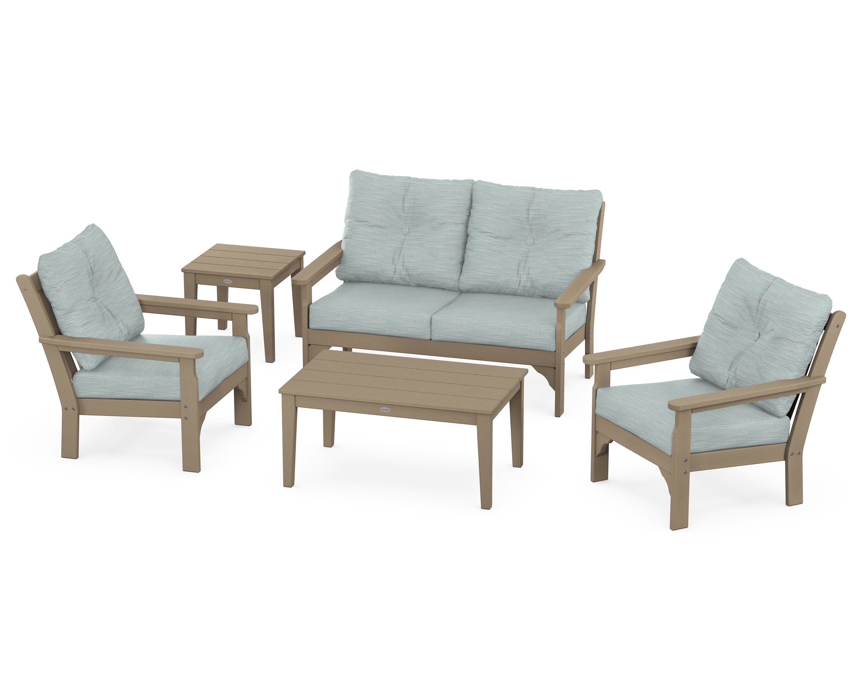 Vineyard 5-Piece Deep Seating Set in Vintage Sahara / Soothe Mist