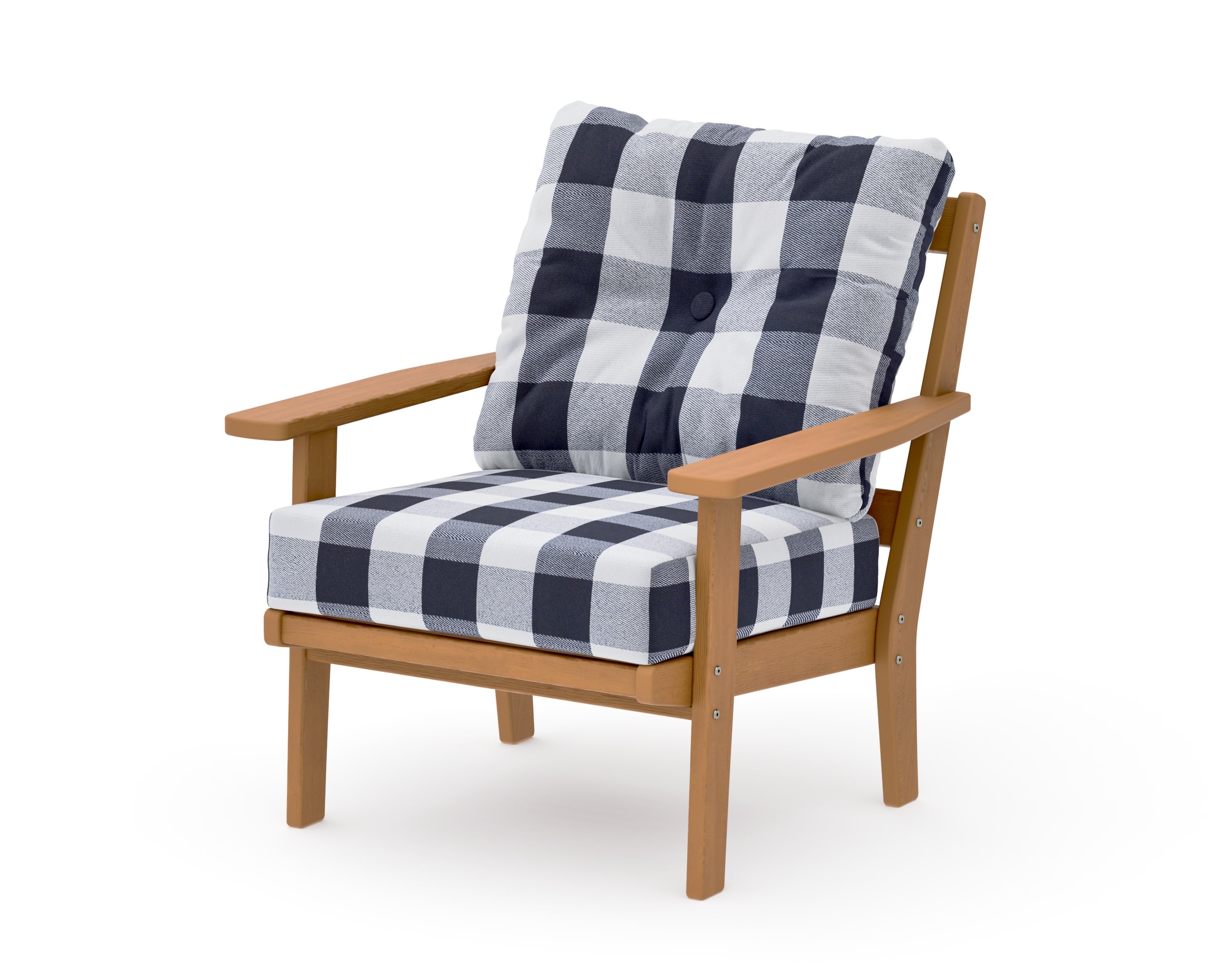 Prairie Deep Seating Chair in Natural / Buffalo Plaid Navy