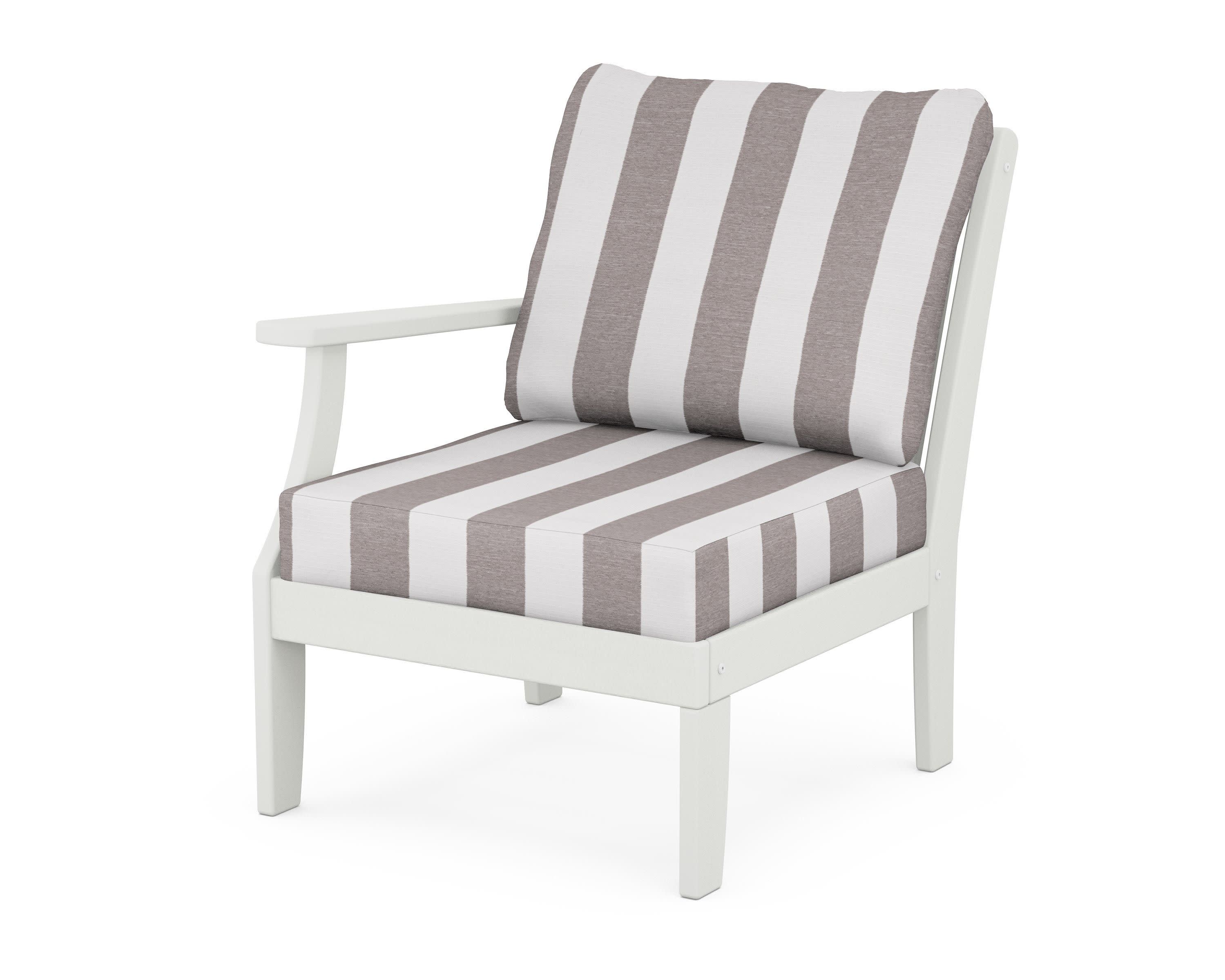 Braxton Modular Left Arm Chair in Vintage White / Cabana Stripe Grey Mist