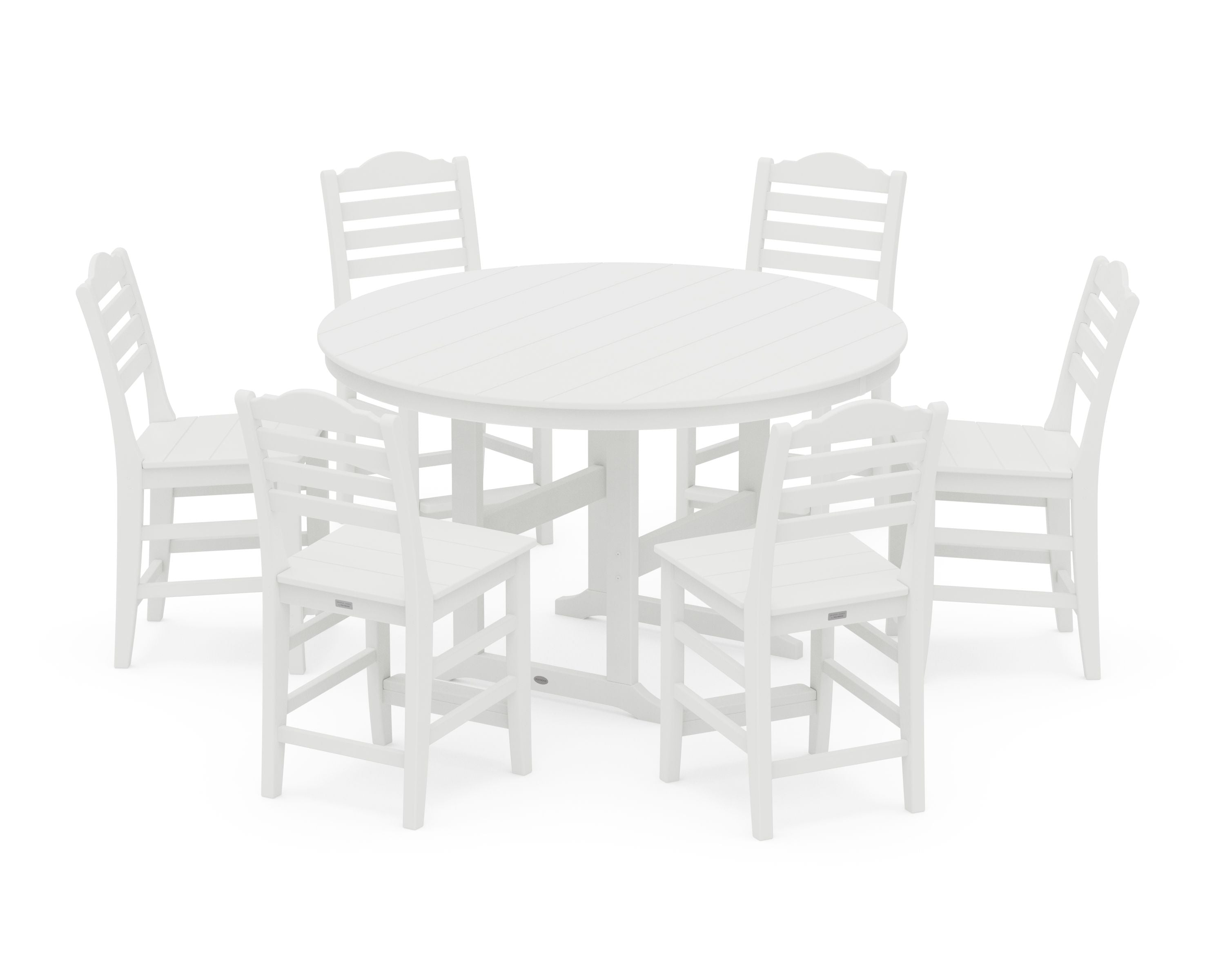 Savannah 7-Piece Farmhouse Side Chair Round Counter Set in White