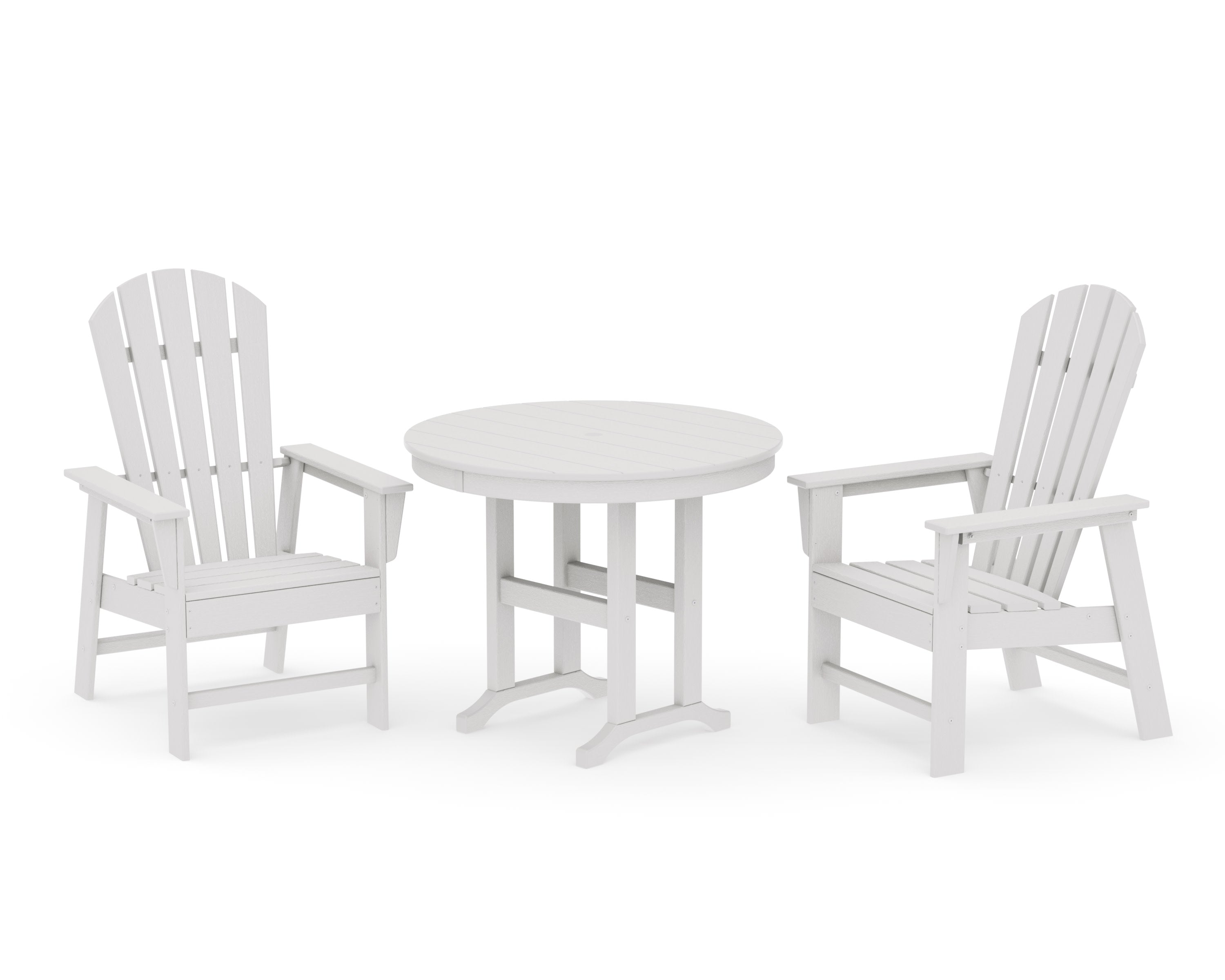 South Beach 3-Piece Round Farmhouse Dining Set in Vintage White