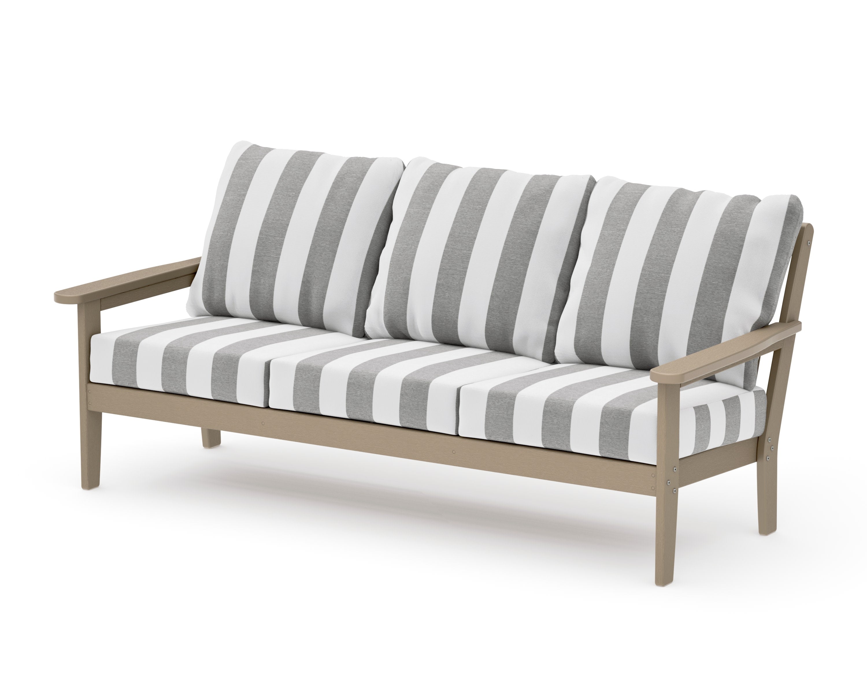 Cottage Deep Seating Sofa in Vintage Sahara / Cabana Stripe Grey Mist
