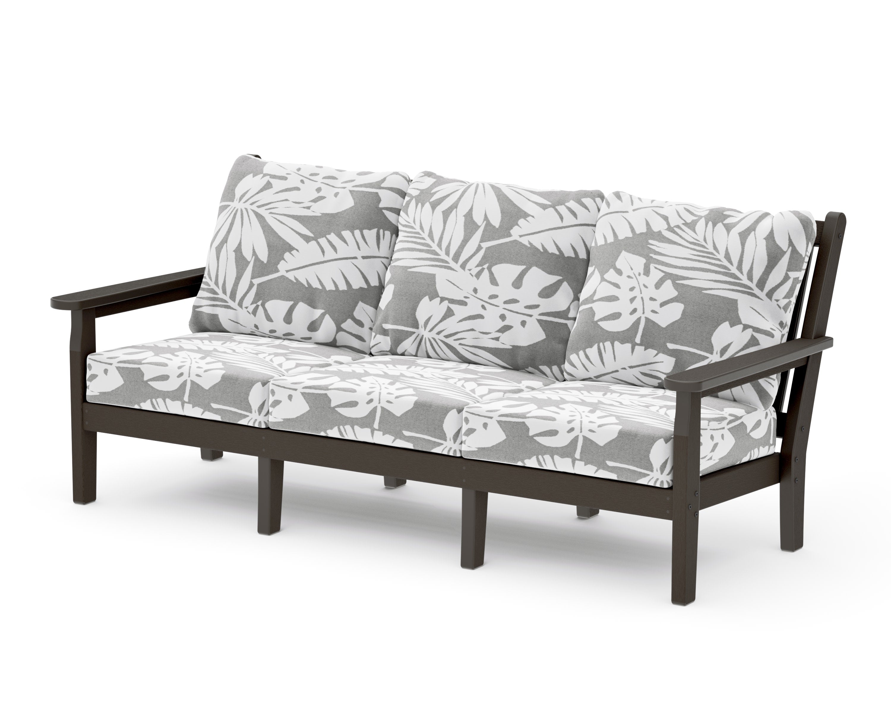 Chippendale Deep Seating Sofa in Vintage Coffee / Leaf Grey Mist