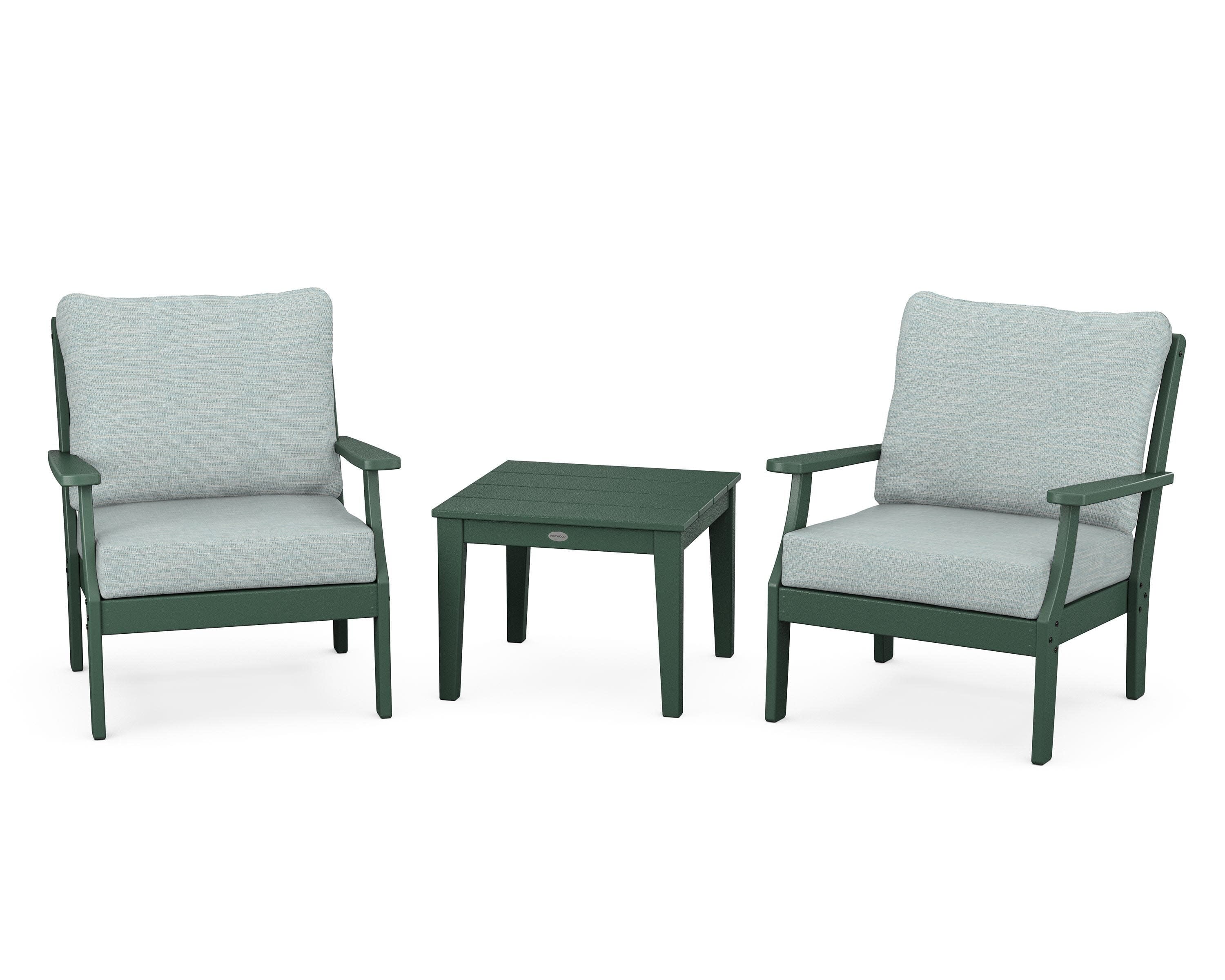 Braxton 3-Piece Deep Seating Set in Green / Soothe Mist