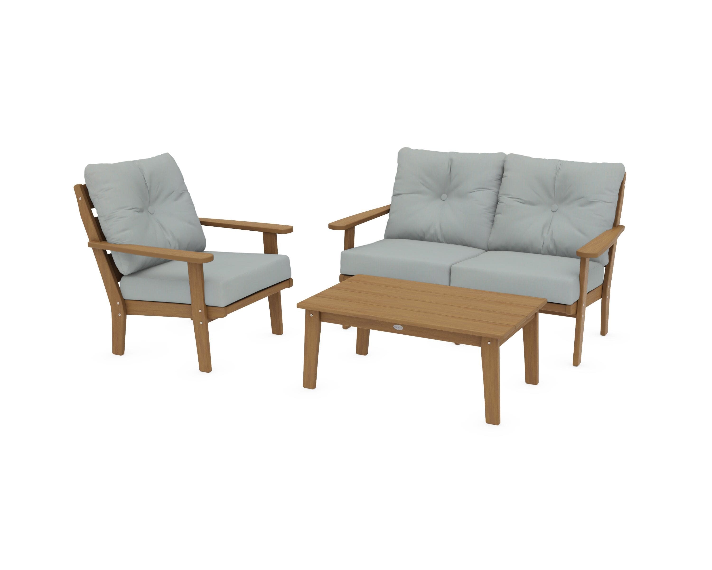 Lakeside 3-Piece Deep Seating Set in Natural / Spa