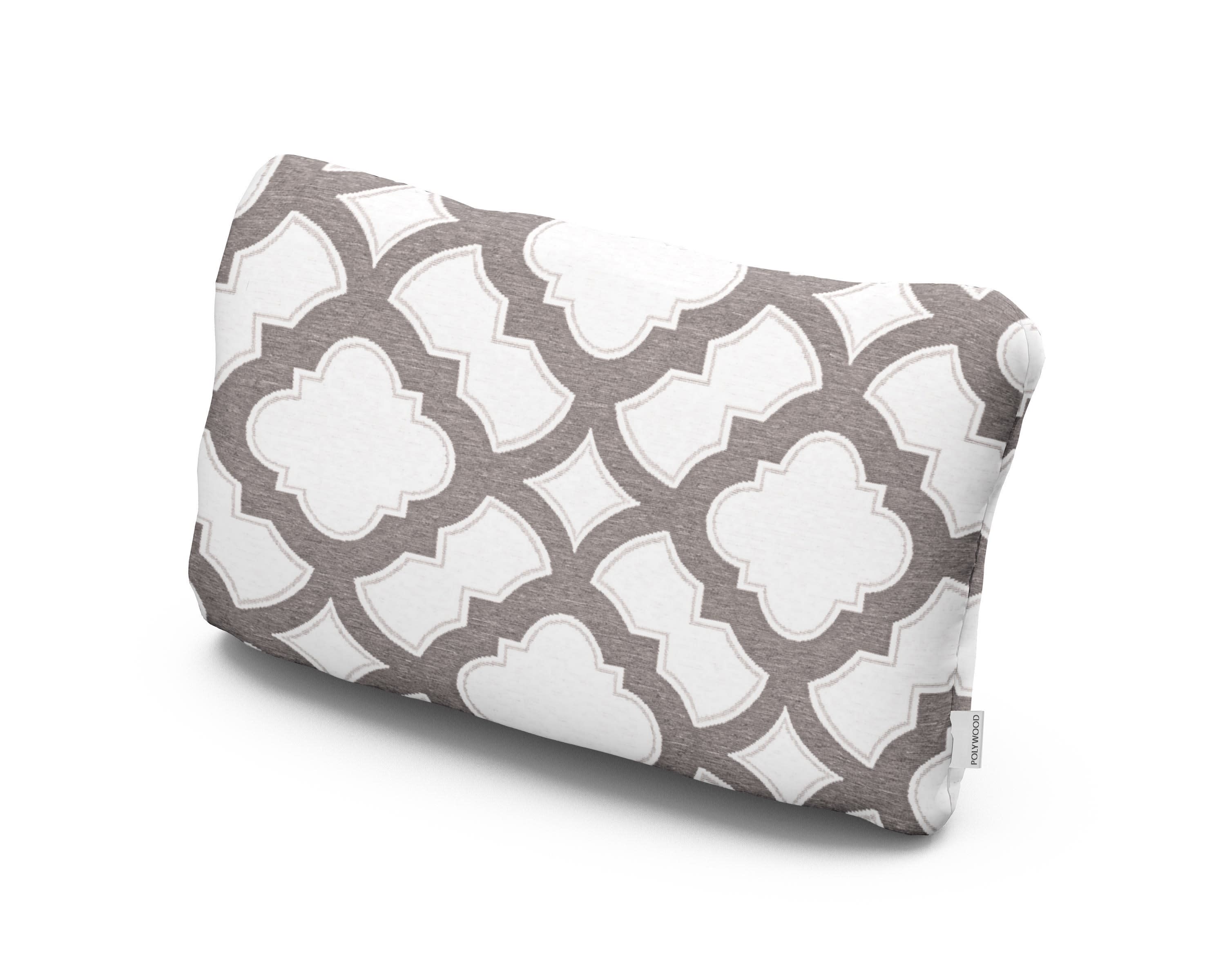Outdoor Lumbar Pillow in Trellis Grey Mist