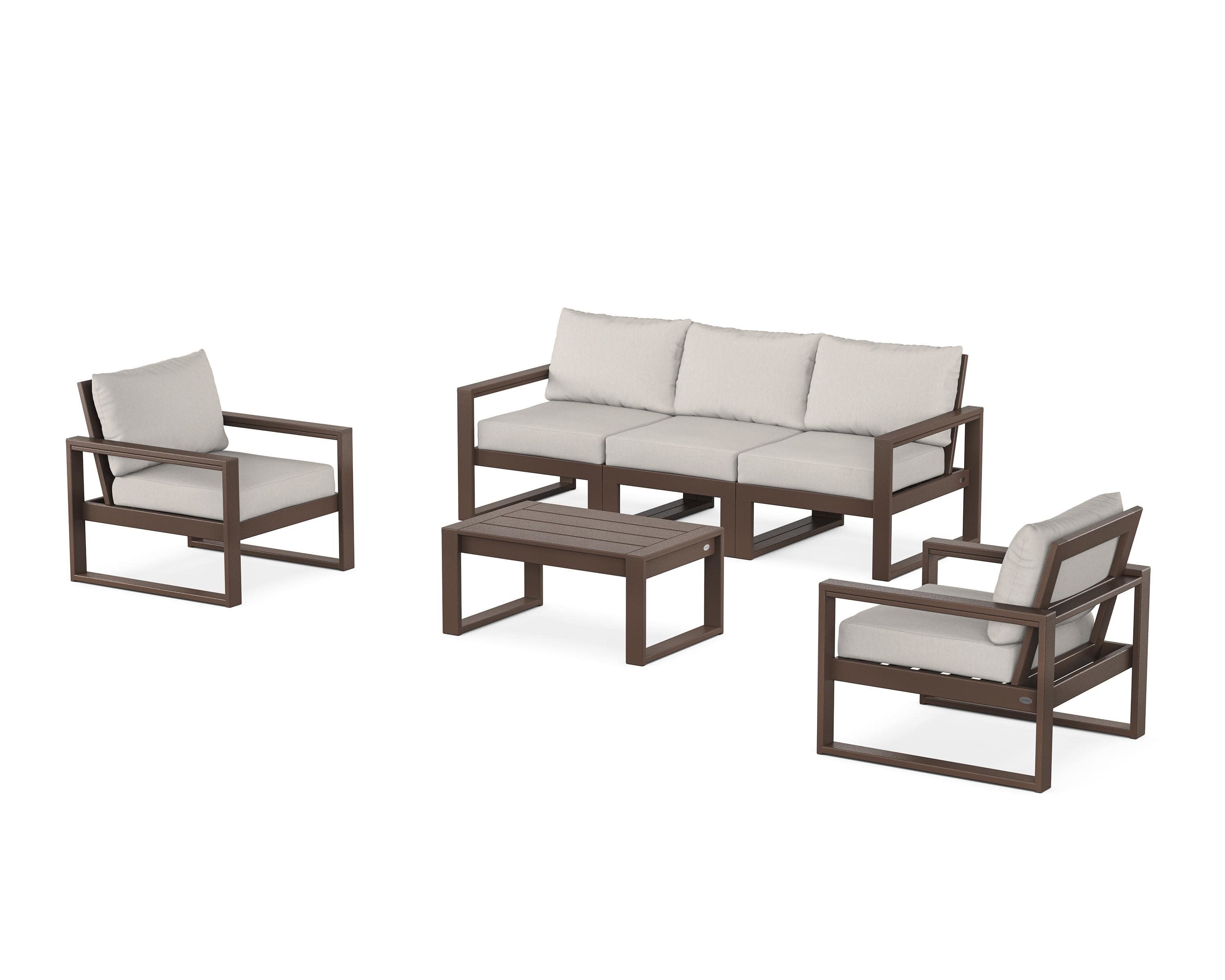 EDGE Sectional 4-Piece Deep Seating Set with Sofa in Mahogany / Cast Ash
