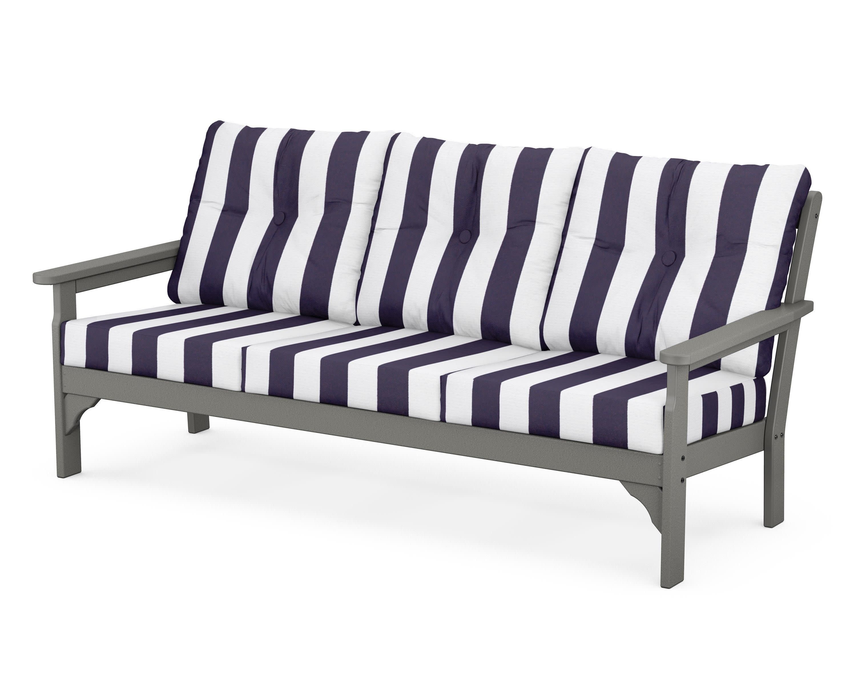 Vineyard Deep Seating Sofa in Slate Grey / Cabana Stripe Navy