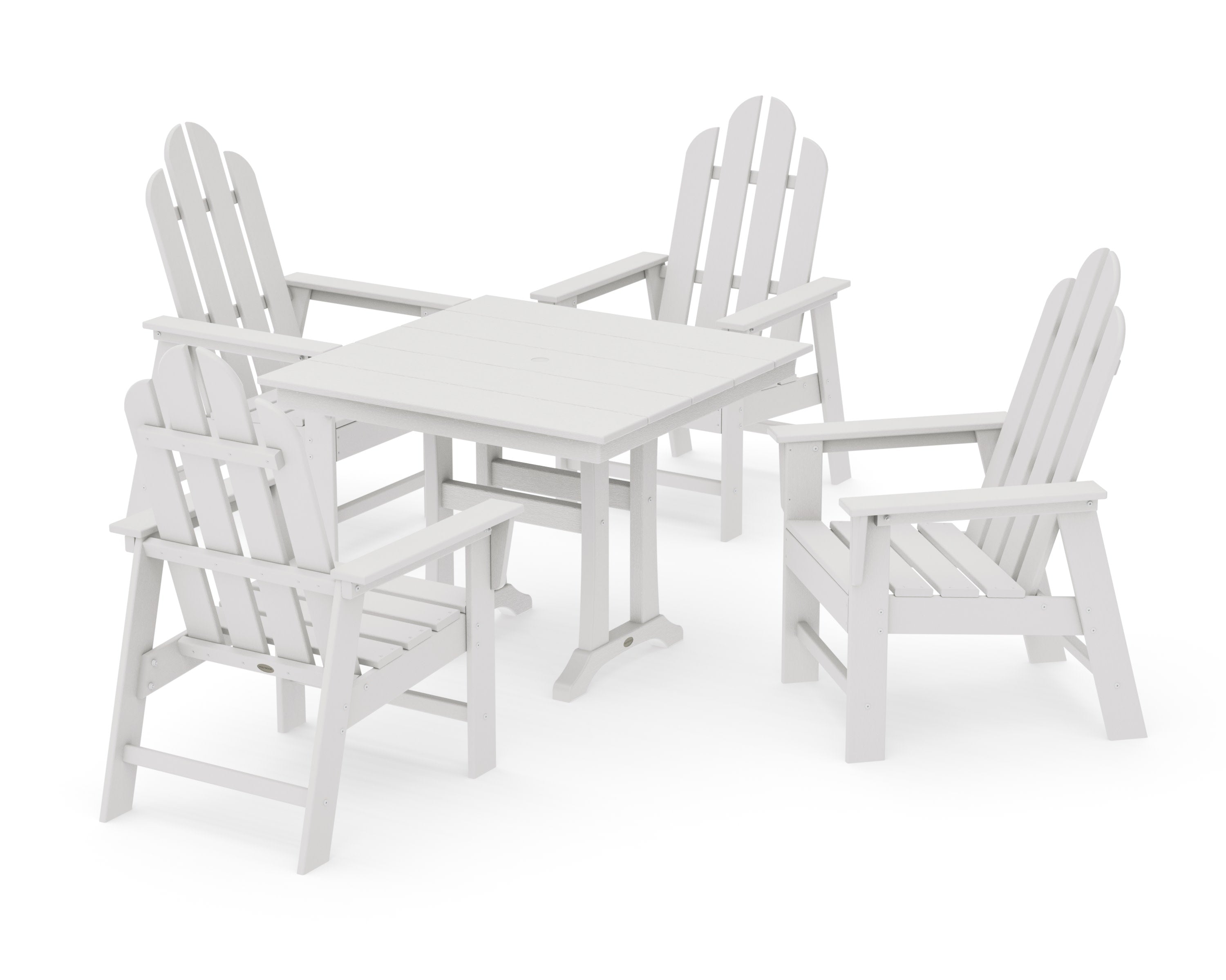 Long Island 5-Piece Farmhouse Dining Set With Trestle Legs in Vintage White
