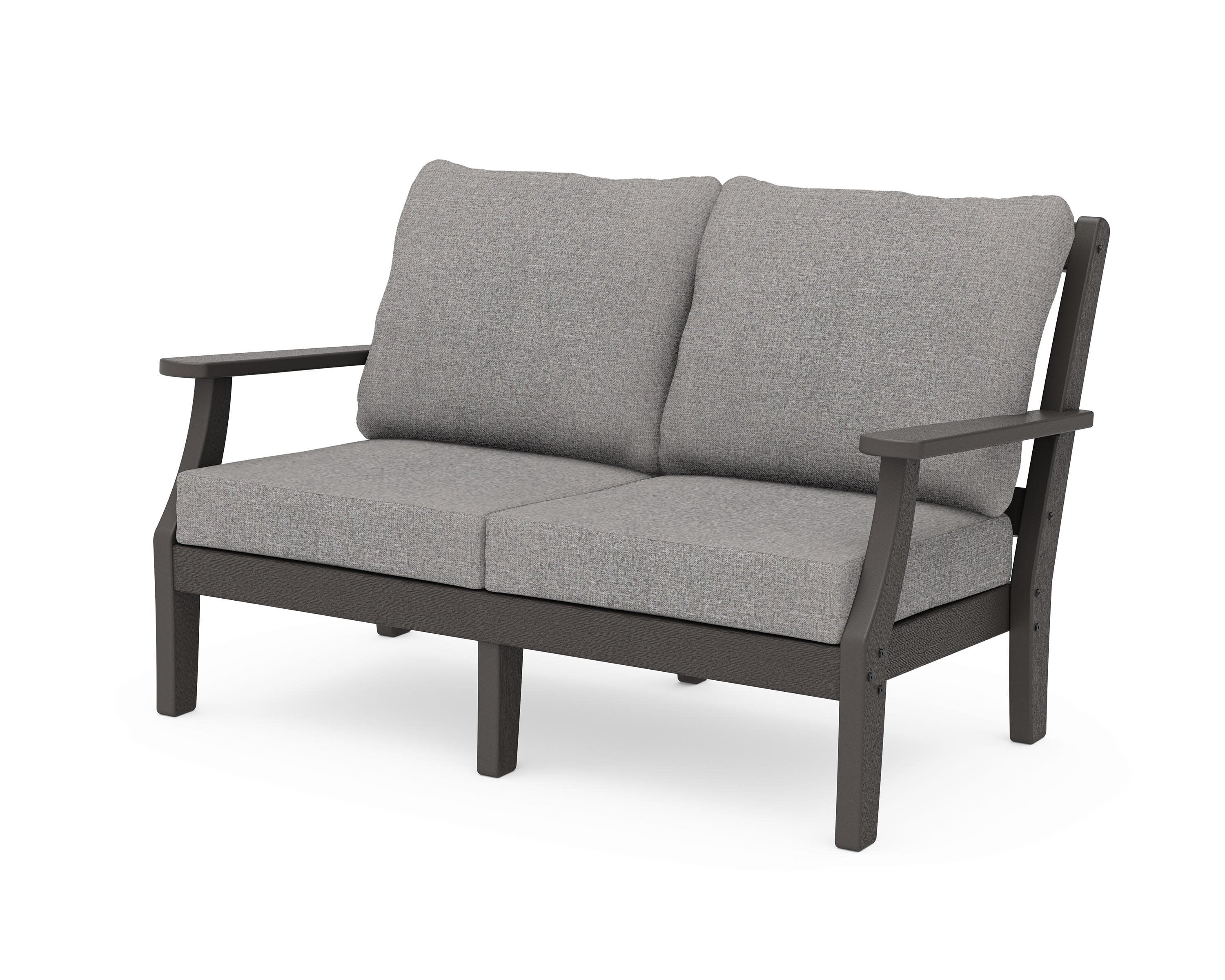 Chinoiserie Deep Seating Loveseat in Vintage Coffee / Grey Mist