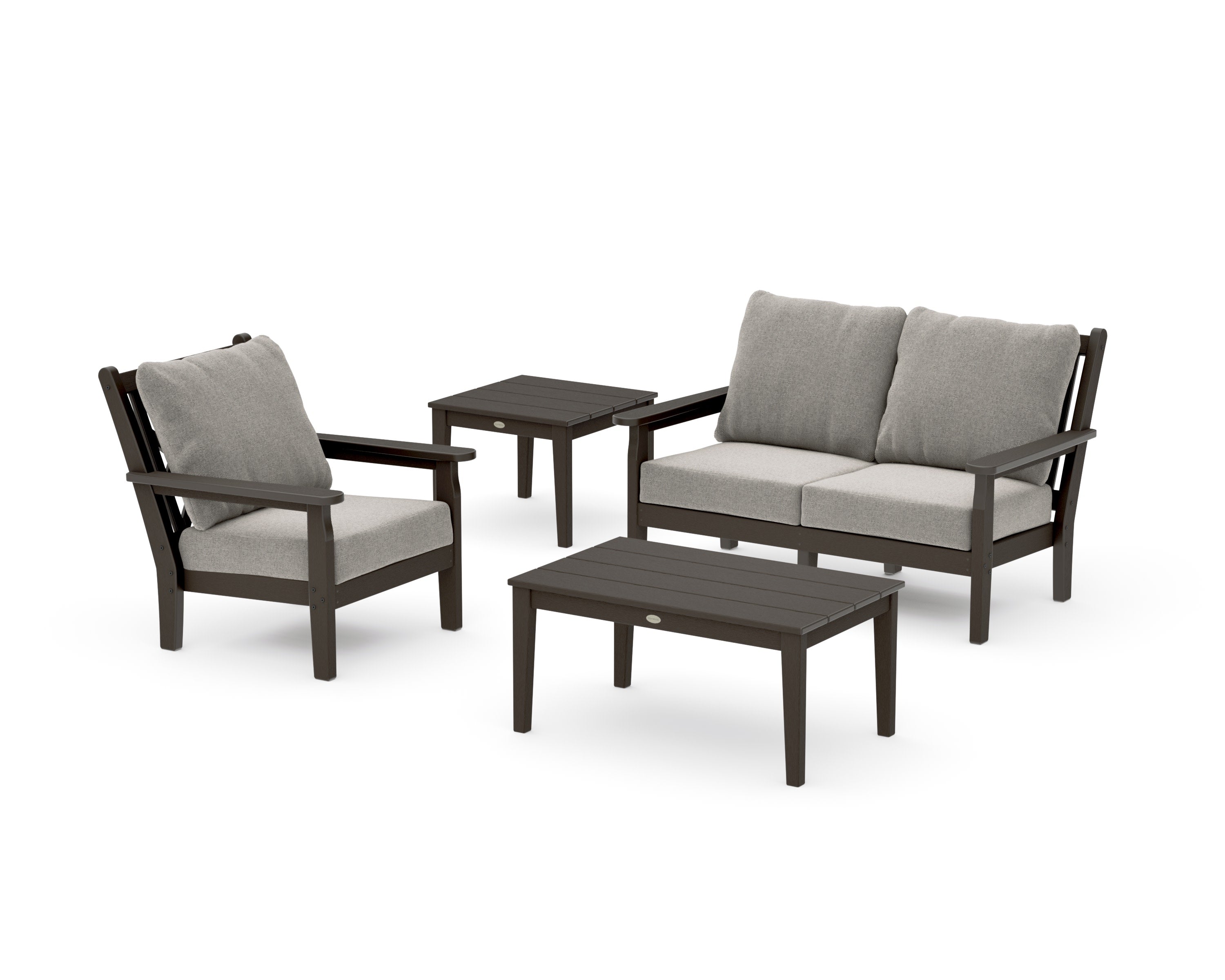 Chippendale 4-Piece Deep Seating Set in Vintage Coffee / Weathered Tweed